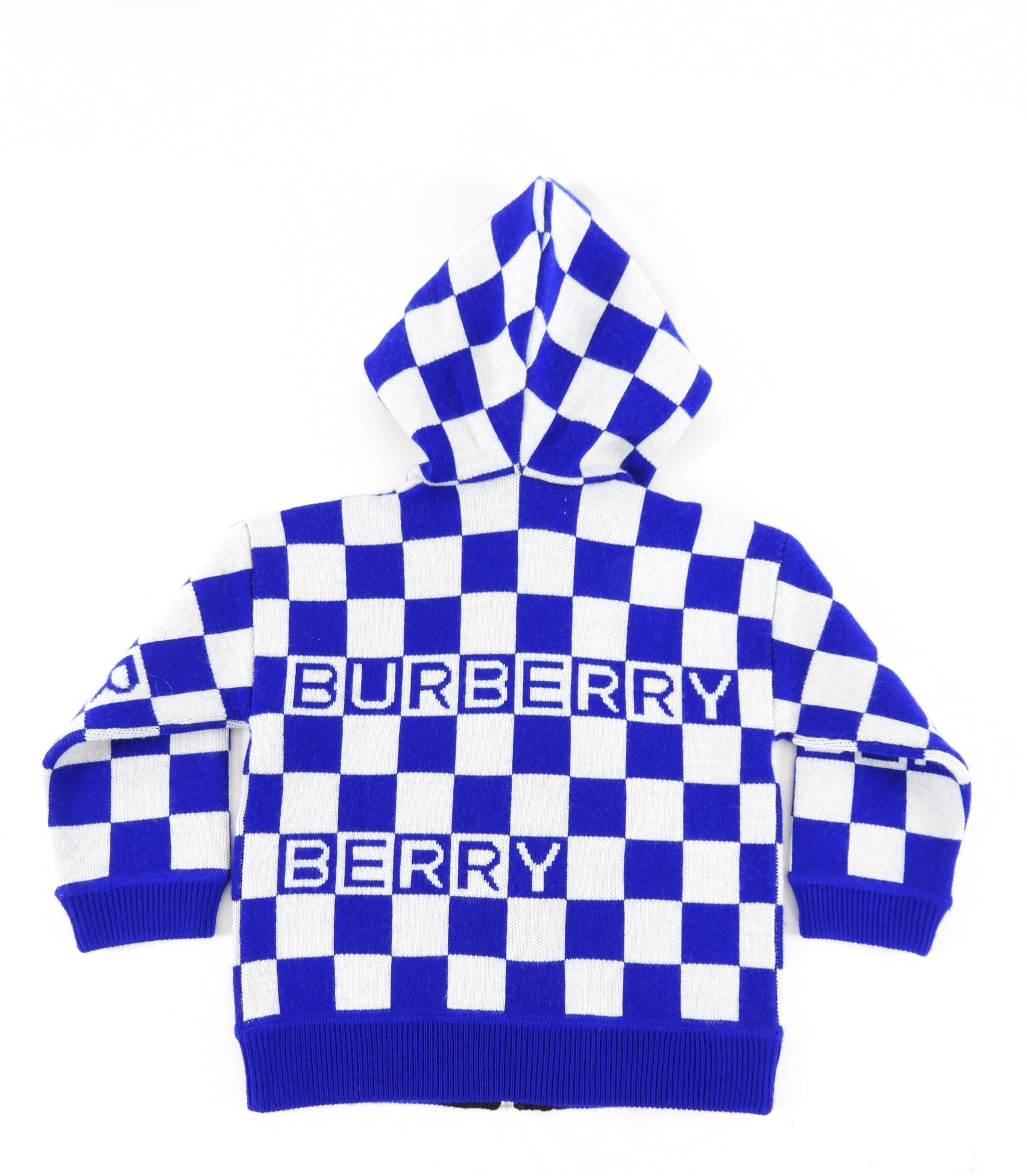 Burberry Kids Blue & White Check Hoodie for Boys & Girls 12 Months | Stylish & Comfortable for Everyday Wear & Outdoor Play