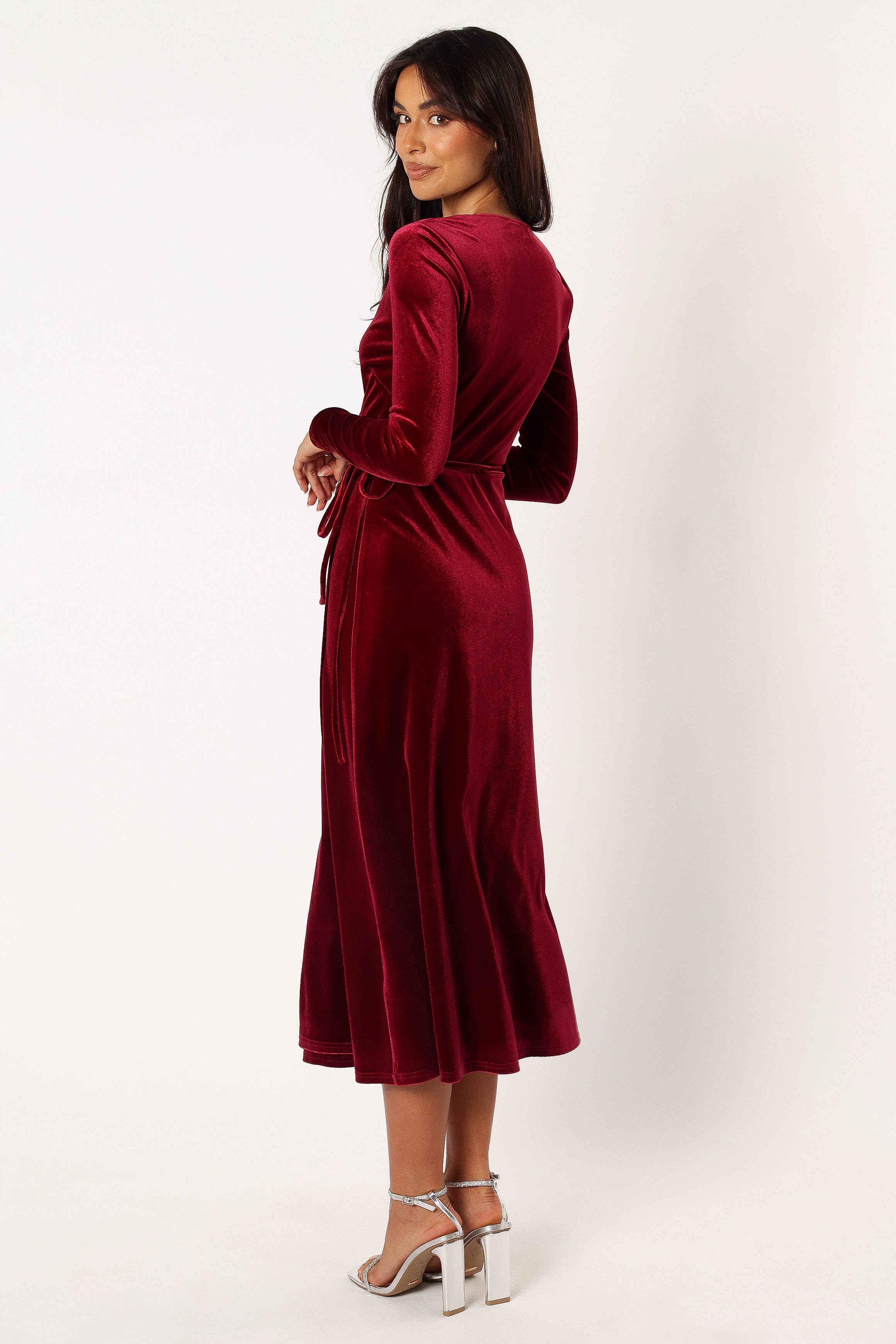 Darby Long Sleeve Midi Dress - Burgundy Red Women's Casual Dress for Fall & Winter | Perfect for Office, Date Night & Holiday Parties