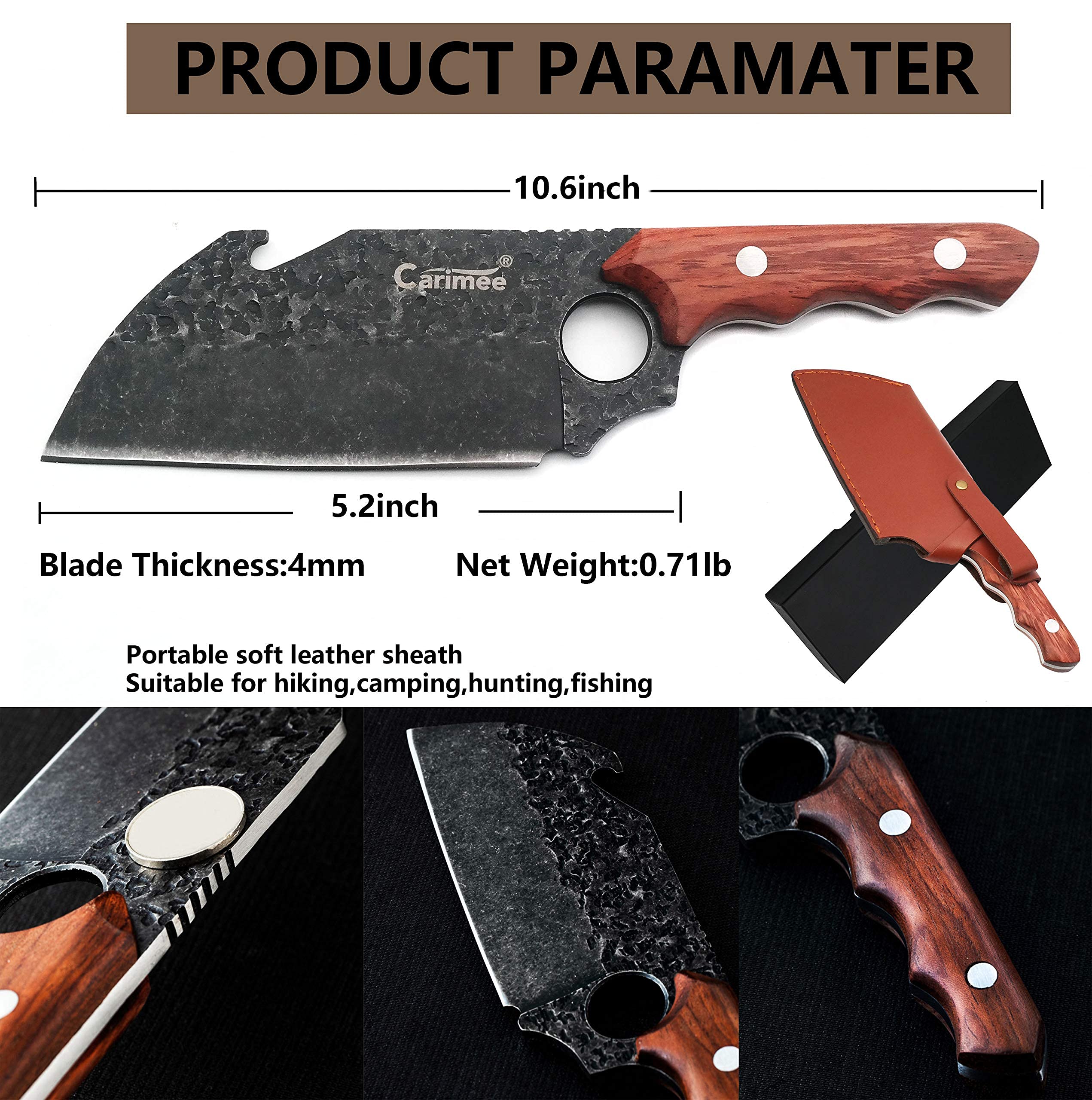 Best Heavy Duty Meat Cleaver Knife - Full Tang Ergonomic Handle with Leather Sheath & Bottle Opener - Professional Kitchen Chopping Knife for BBQ, Camping, Outdoor Survival - Perfect Gift Box for 2025 (Ideal for Home Cooking, Hunting Trips & Camping Adventures)