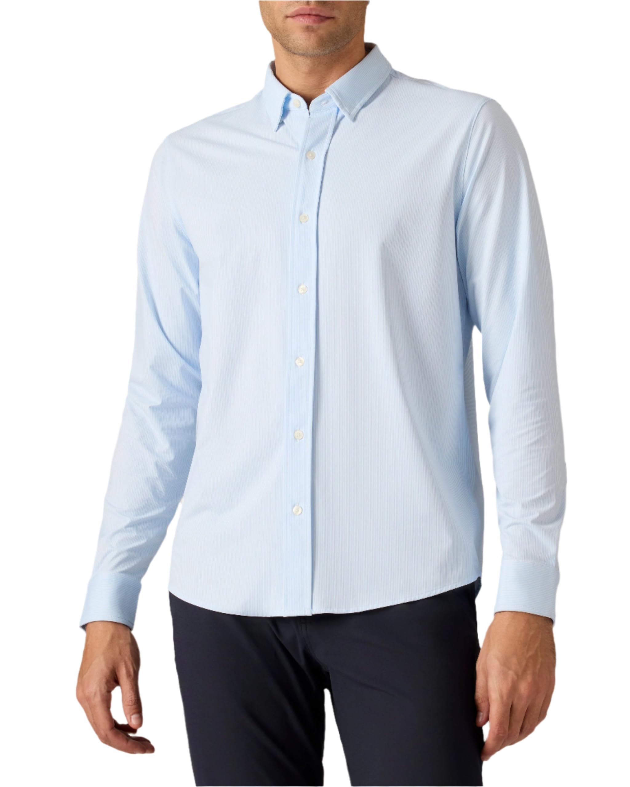 Rhone Men's Commuter Performance Dress Shirt - Wrinkle Resistant Slim Fit Button Down Shirt for Office & Travel - Machine Washable Business Casual Shirt for Professionals