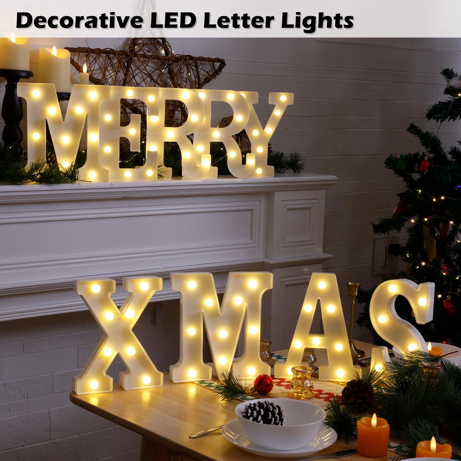 Battery Powered LED Marquee Sign Letters - Light Up Alphabet & Number 2 for Night Light, Wedding, Birthday Party, Christmas Decor | Perfect for Home, Bar, Cafe & Event Lighting