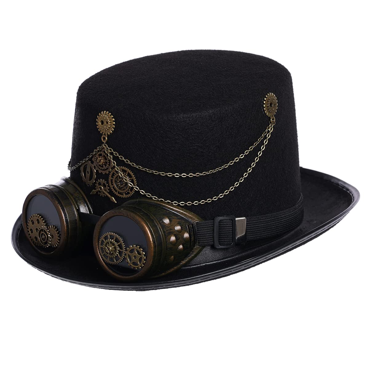 Steampunk Top Hat with Goggles for Women & Men - Victorian Gothic Halloween Costume Accessory - Perfect for Cosplay, Halloween Parties, and Themed Events