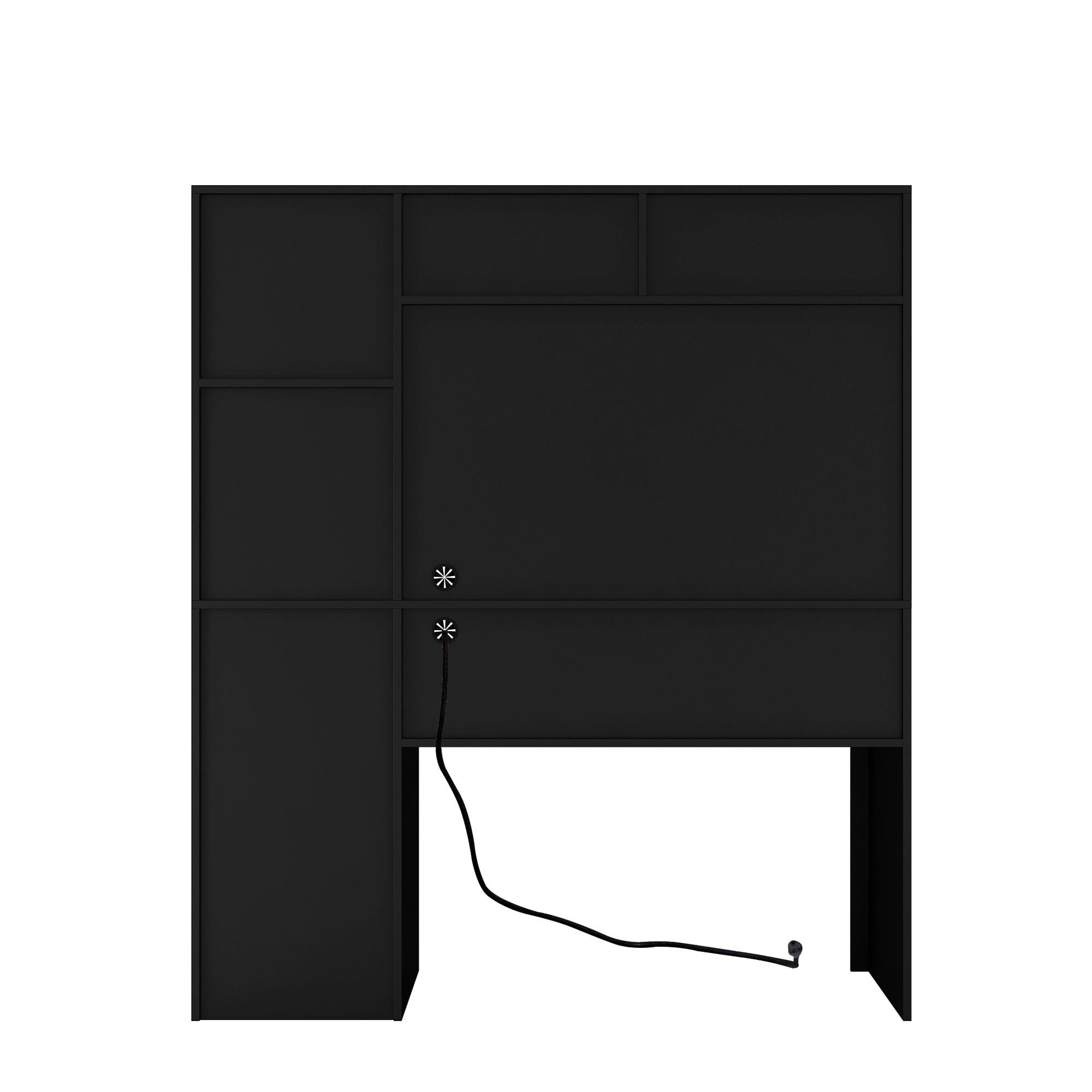 Wooden Computer Desk with Hutch & Bookshelf - Home Office Desk with Drawers, 3 AC Outlets & 2 USB Ports - Executive Desk for Teens, Students & Professionals - Perfect for Study, Work & Remote Learning (Black)
