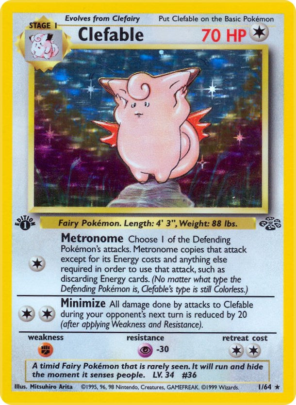 Clefable Pokemon Card (1) [JU 01/64] - Rare Collectible for Trading Card Game Battles & Display