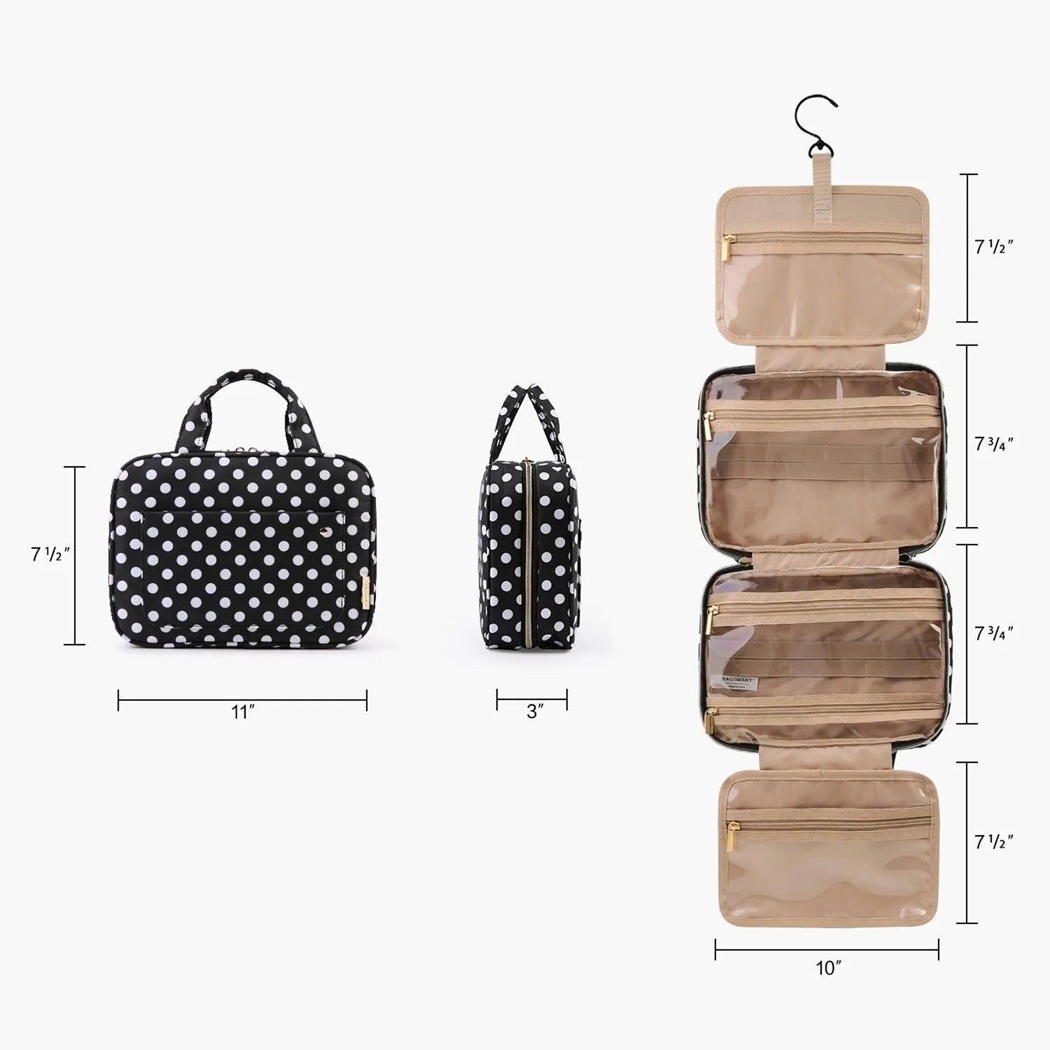 Bonchemin Stripes Space Saver Toiletry Bag - Waterproof Hanging Travel Cosmetic Organizer for Women & Men - Perfect for Camping, Gym, Business Trips