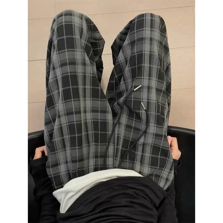 Grunge Pants for Women - Vintage Plaid Lounge Pants | Goth & Emo Style Pants | Perfect for Concerts, Halloween & Alternative Fashion