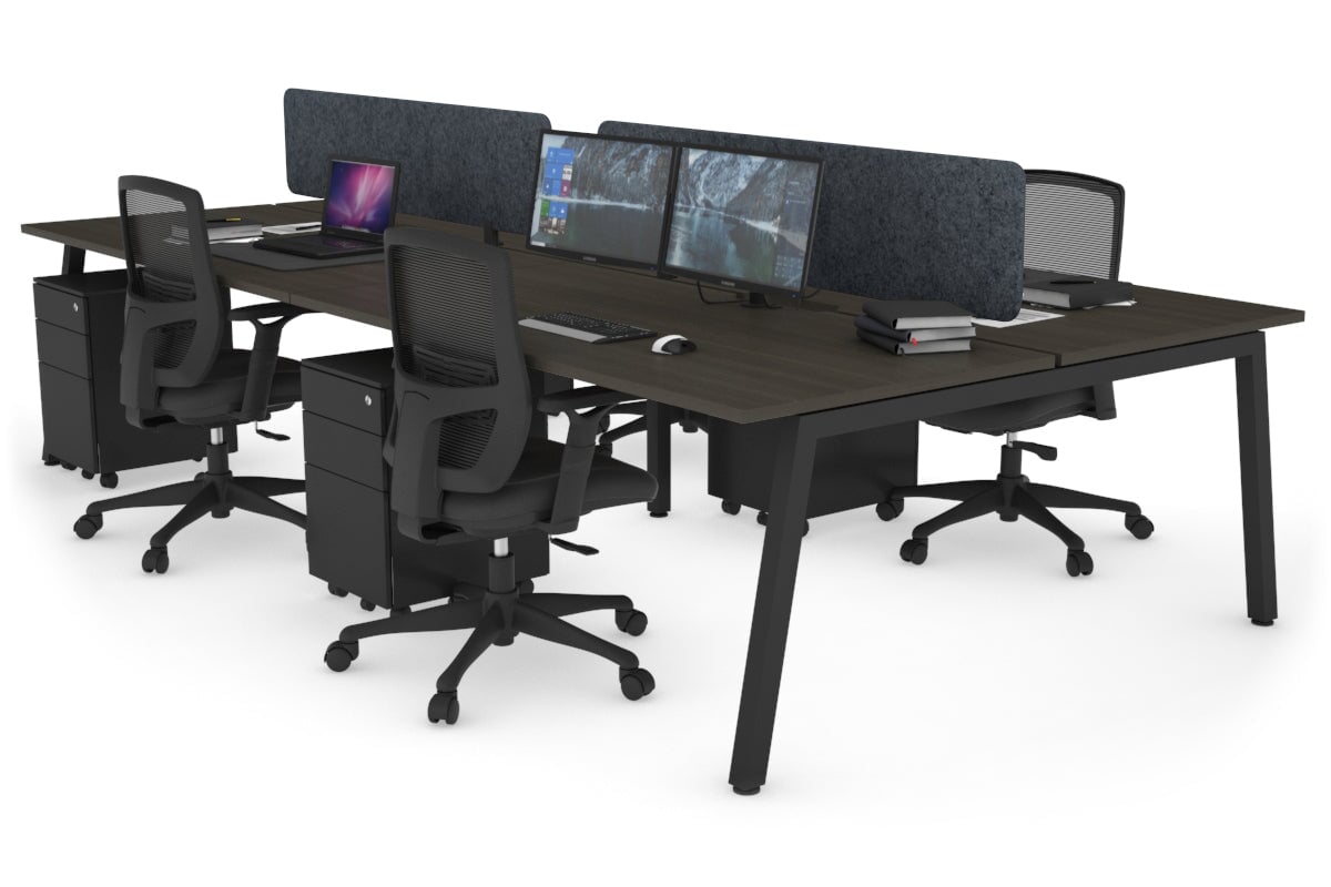 Quadro 4 Person Office Workstation Desk - 1400L x 800W with Cable Management - Perfect for Team Collaboration & Open Office Spaces