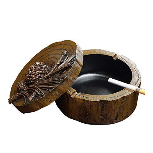 Vintage Style Large Ashtray with Lid - Unique Office & Living Room Decor for Men - Creative Personality Gift for Smokers - Perfect for Home, Office, or Man Cave Decorations