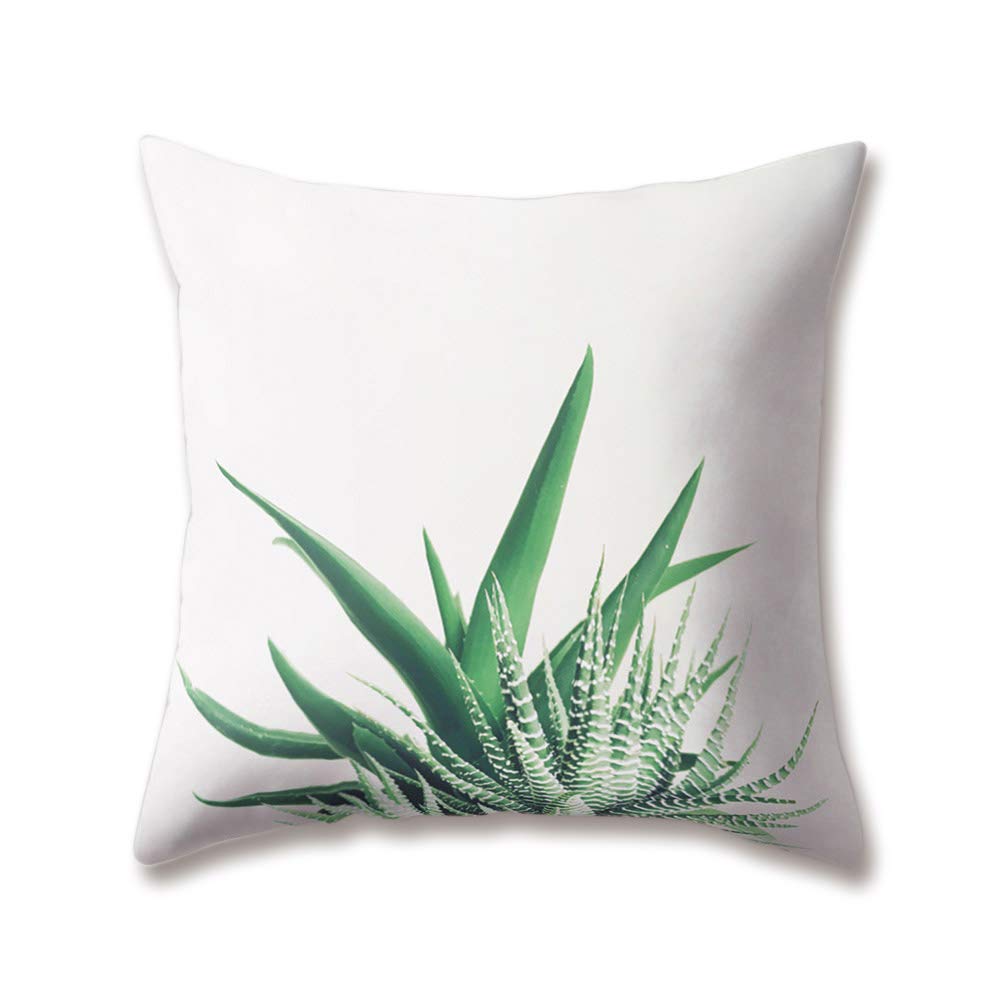 Soft Plush Green Cushion Covers - Nordic Minimalist Style Succulent & Cactus Print Double-Sided 18x18/45x45cm - Cozy Throw Pillow Cases for Sofa, Bed, Living Room Decor - Perfect for Home, Office & Dorm Room Styling