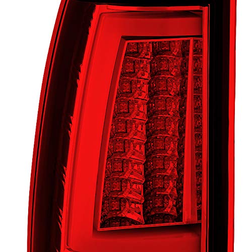 AKKON Red Clear V2 LED Tail Lights Brake Lamps Pair for 2003-2006 Chevy Silverado & 2005-2007 Silverado Hybrid Pickup Truck - Upgrade Your Truck's Style & Safety for Night Driving & Off-Road Adventures