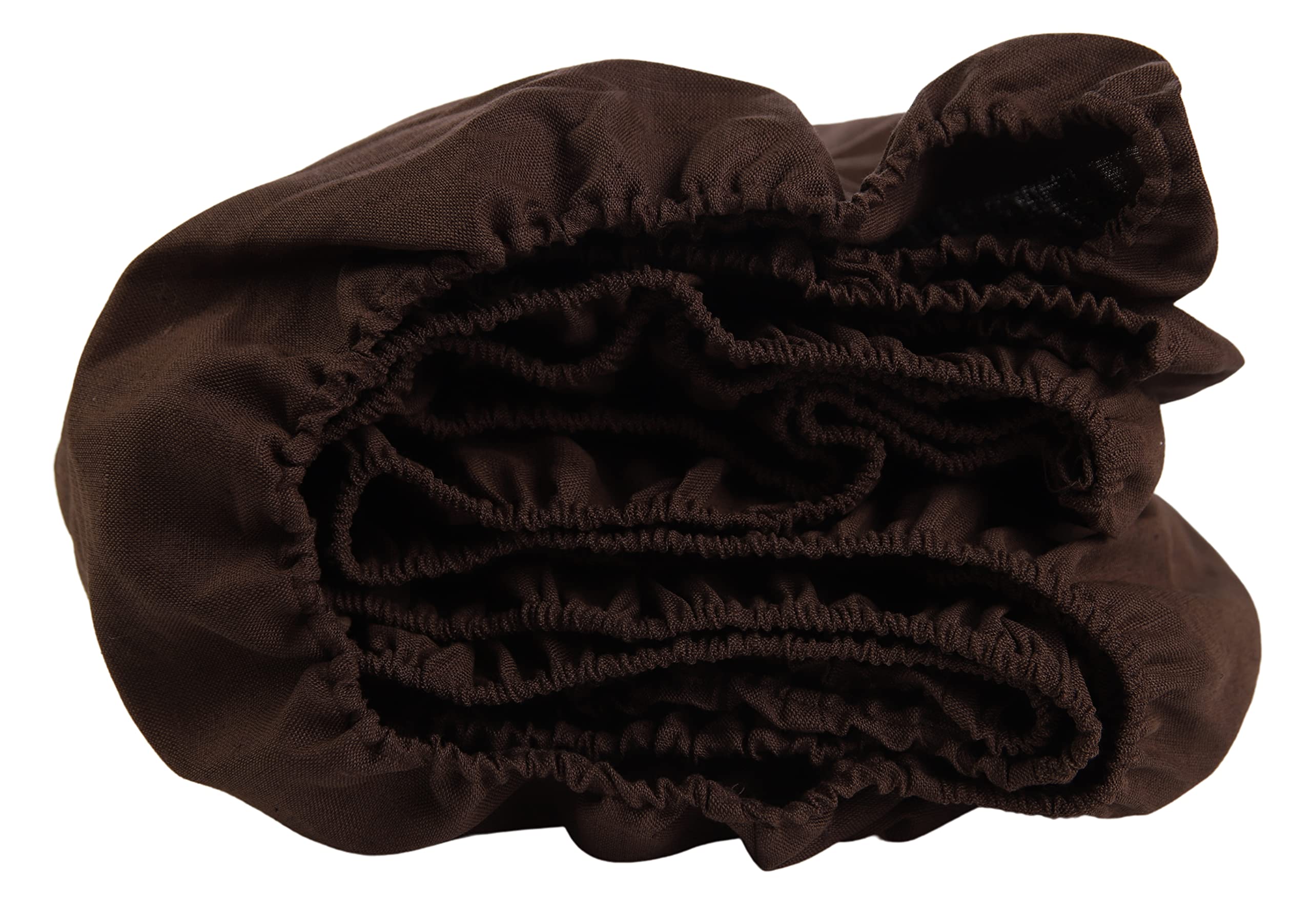 100% European Linen Fitted Sheet - Natural Flax Mattress Cover with Deep Pocket (8-16 Inch) for Twin Size Bed - Breathable & Hypoallergenic - Chocolate Brown - Perfect for Guest Rooms, Vacation Homes & Dormitory Use