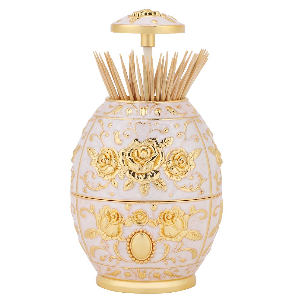 Retractable Zinc Alloy Toothpick Holder with Bottle Opener - Portable Toothpick Dispenser Case for Kitchen, Travel & Office - Vintage Gold Storage Organizer