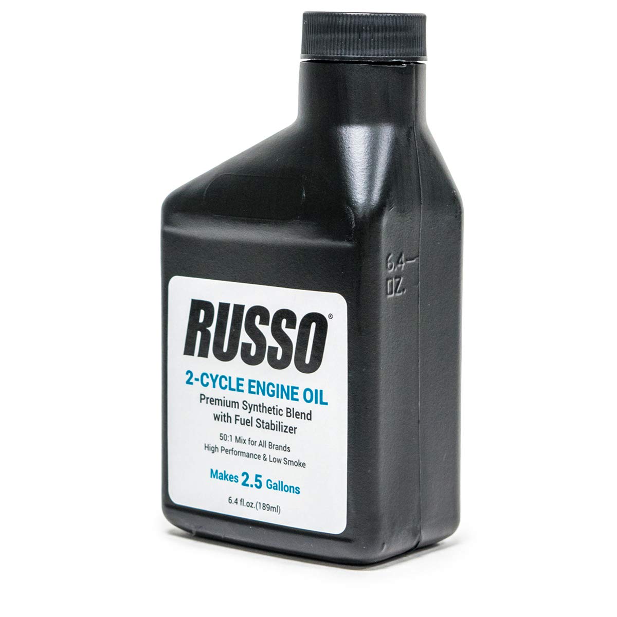 Russo Synthetic Blend 2-Cycle Oil 6.4 Oz (Case of 48 Bottles) - 50:1 Mix Ratio for 2.5 Gallon - Premium Engine Lubricant for Chainsaws, Lawn Mowers & Outdoor Power Equipment