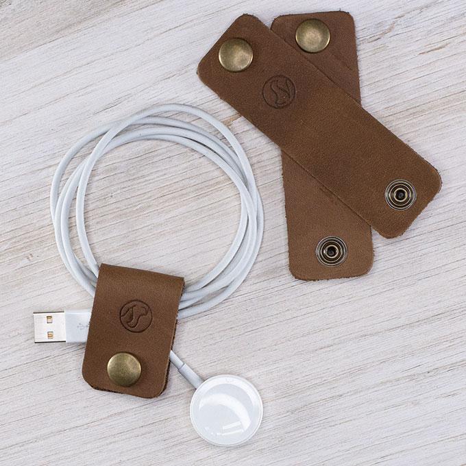 3 Pack Leather Snap Cord Holders - Organize Cables & Wires for Home, Office, and Travel Accessories