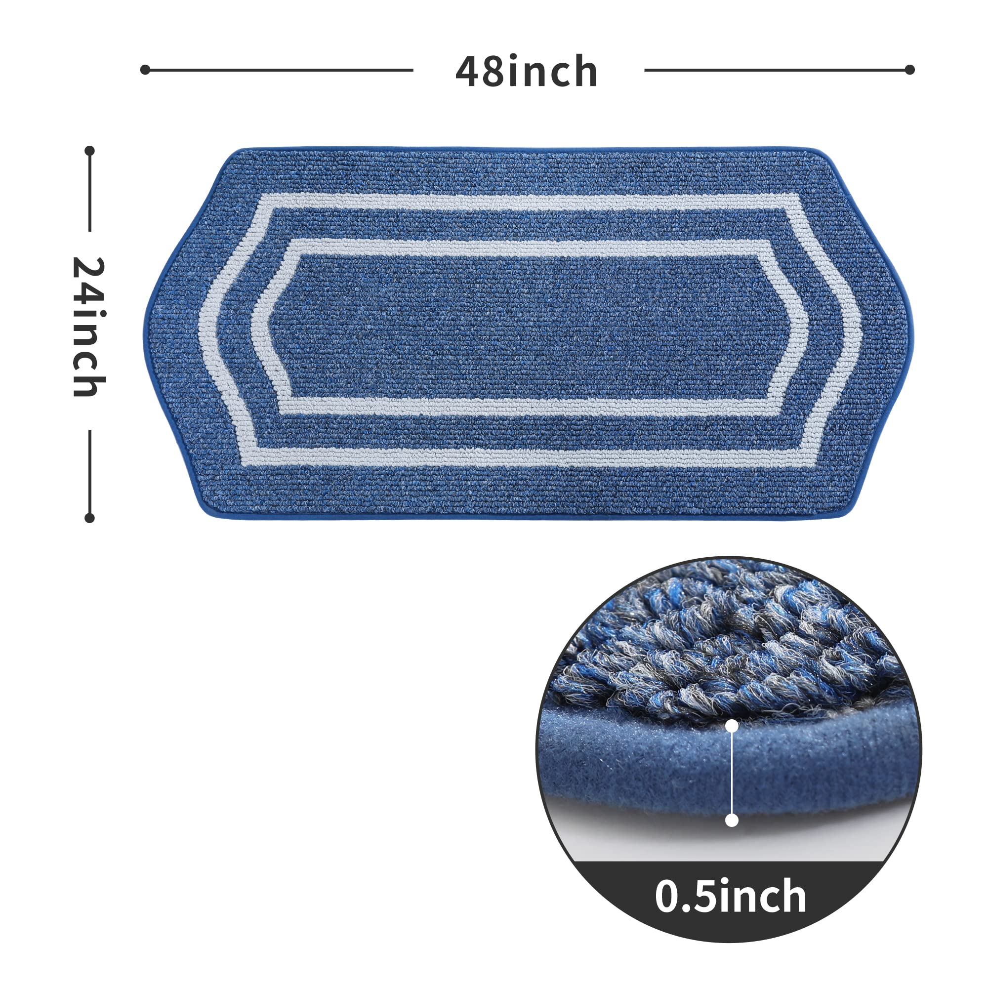 Super Absorbent Non-Slip Kitchen Floor Mat 24x59 Inch - COSY HOMEER Washable Polypropylene Sink Rug for Comfortable Standing, Blue with Frame - Perfect for Kitchen, Laundry Room & Bathroom Use
