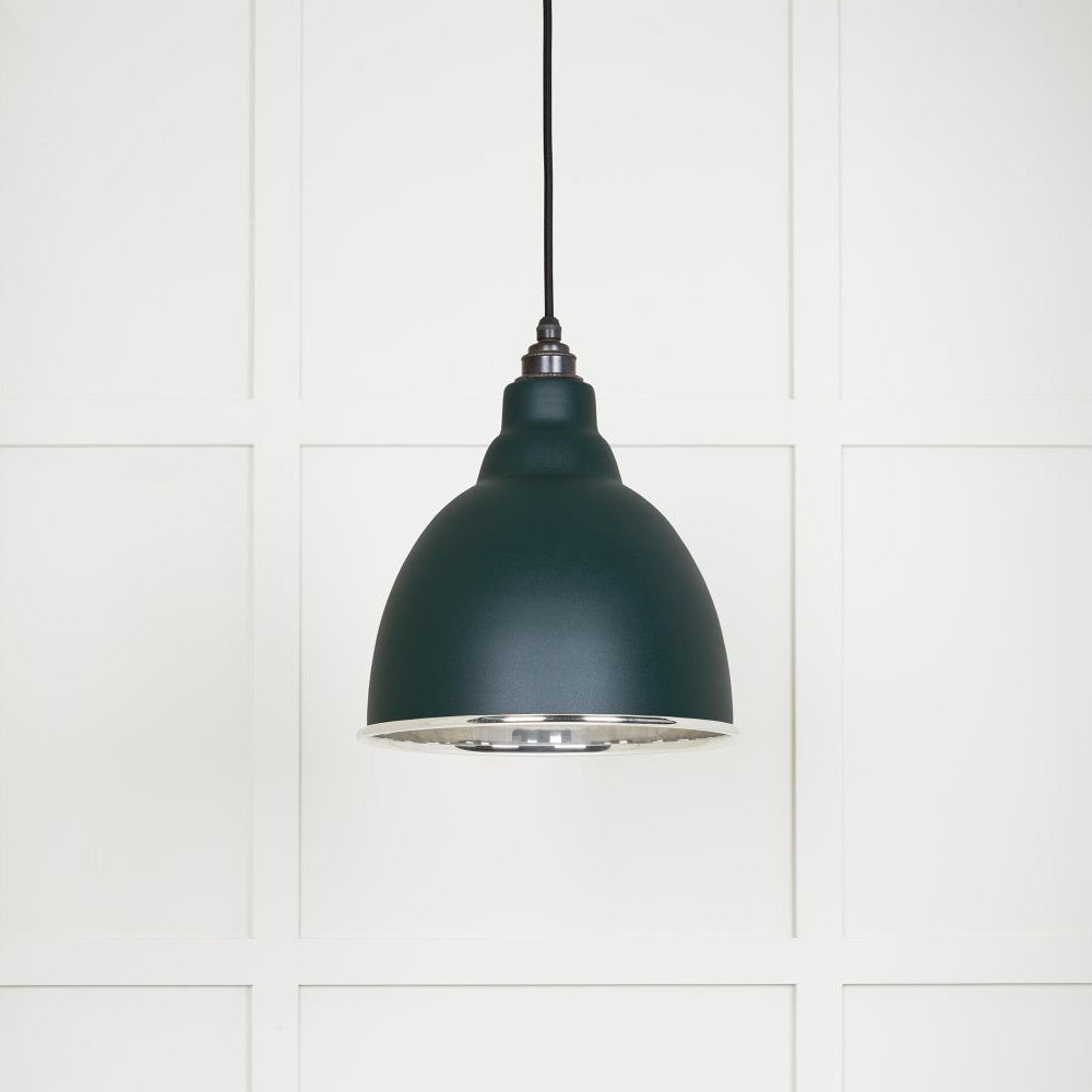 Smooth Nickel Brindley Pendant Light Fixture - Modern Industrial Ceiling Lamp with Adjustable Cord (Black/Copper/Gold) - Perfect for Kitchen Island, Dining Room & Bedroom Lighting