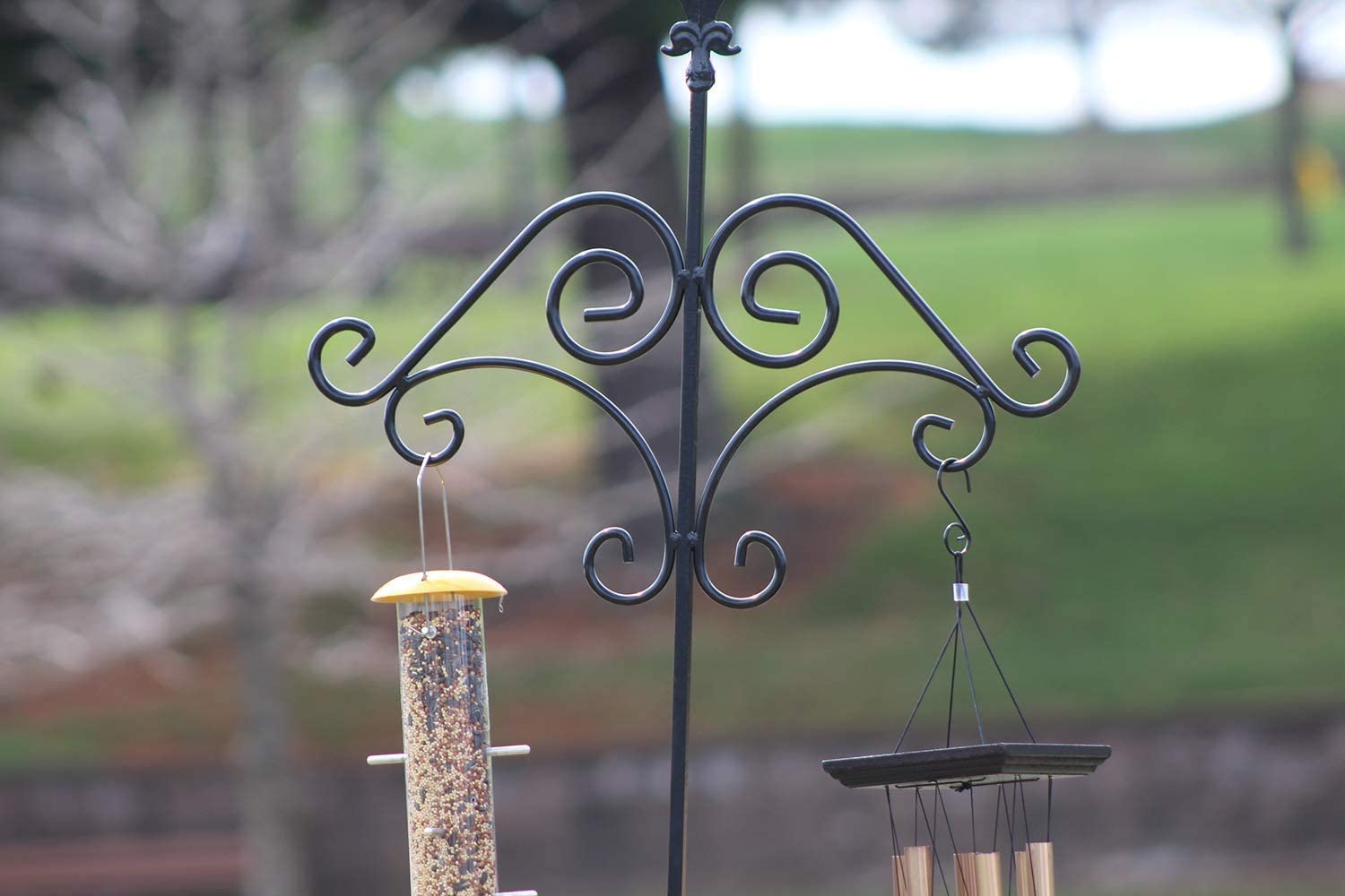 Ashman 91 Inch Adjustable Shepherds Hook (6 Pack) - Heavy Duty 5/8 Inch Thick Steel with Floral Design - Rust Resistant Hanging Hooks for Plant Baskets, Bird Feeders - Perfect for Garden, Patio & Outdoor Decor