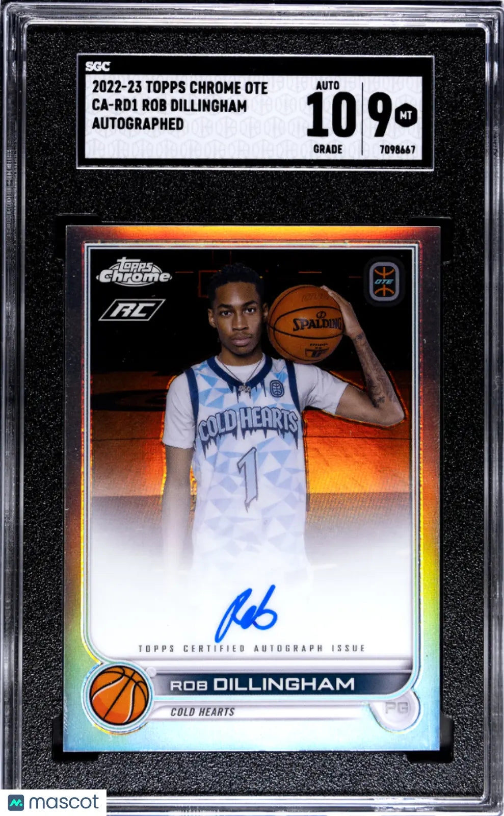 2022 Topps Chrome Overtime Elite Rob Dillingham Rookie Autograph RC Auto SGC 9 Mint - Basketball Trading Card for Collectors & Sports Fans