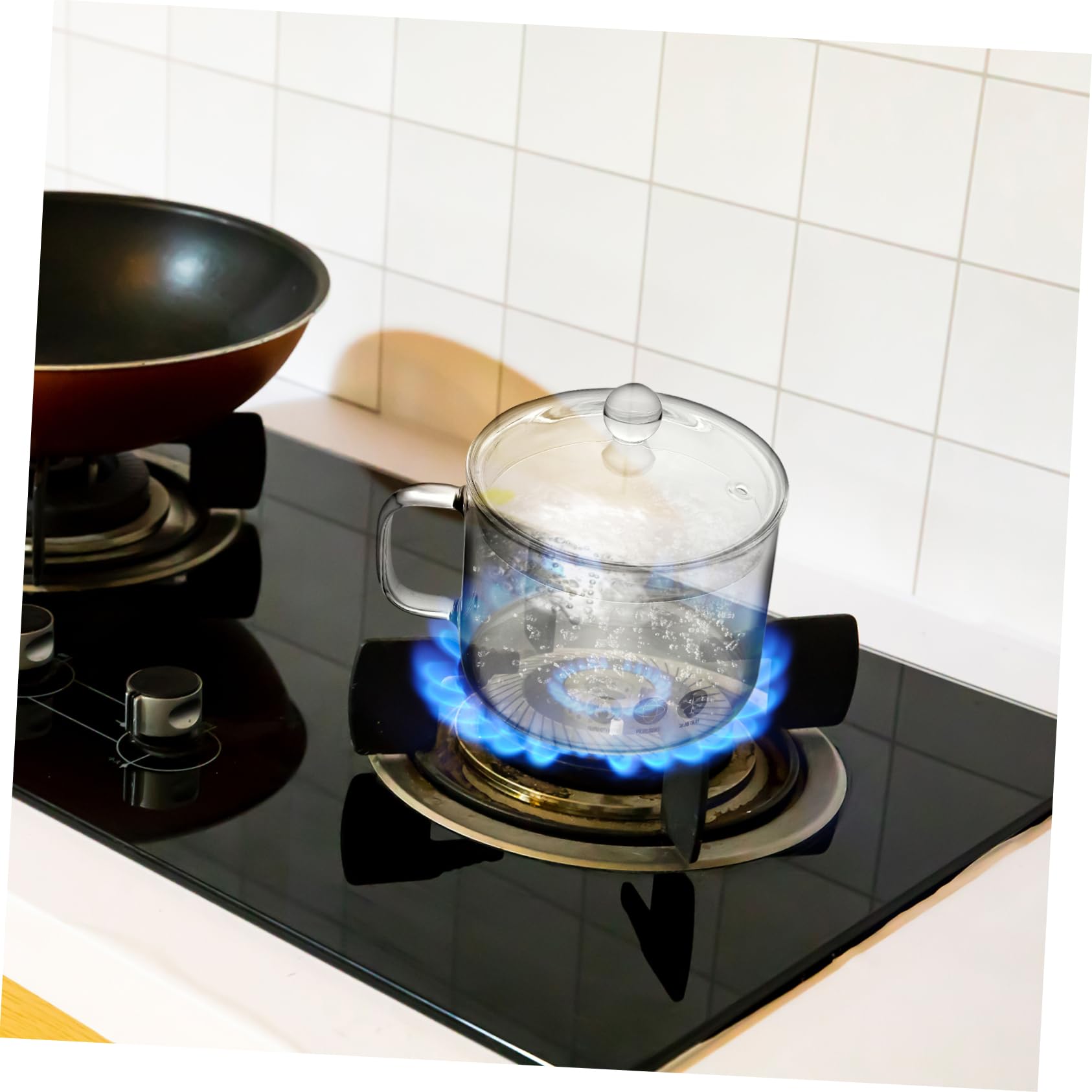 Borosilicate Glass Saucepan with Lid - 15cm Heat-Resistant Cooking Pot for Pasta, Soup, Milk & More | Stovetop & Microwave Safe | Perfect for Kitchen, Camping & Dorm Cooking