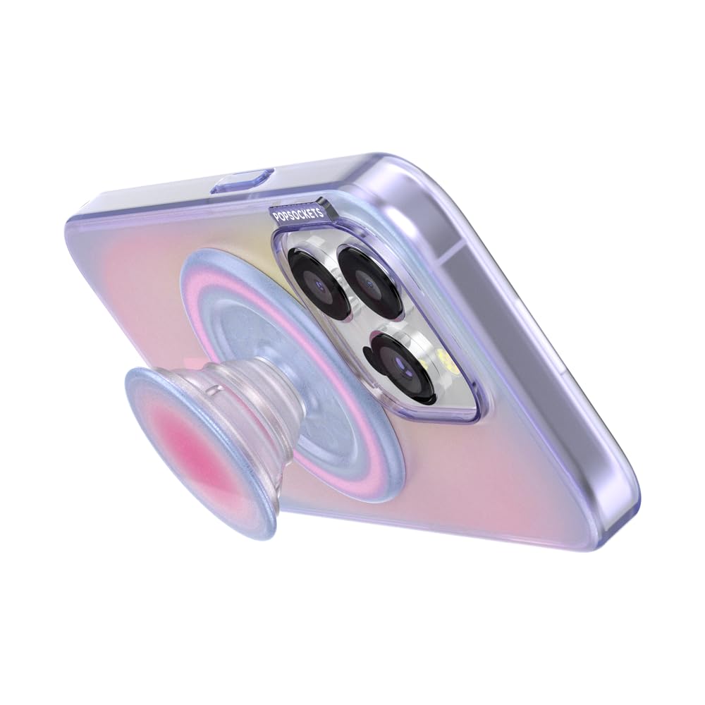 PopSockets iPhone 15 Pro Case with Round Phone Grip - MagSafe Compatible Protective Cover for iPhone 15 Pro, Supports Wireless Charging - Aura Design | Perfect for Daily Use, Travel & Hands-Free Convenience