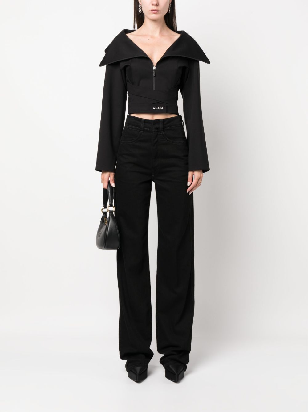 Alaia Black Leather Jacket for Women - Stylish & Trendy Outerwear for Fall & Winter Fashion