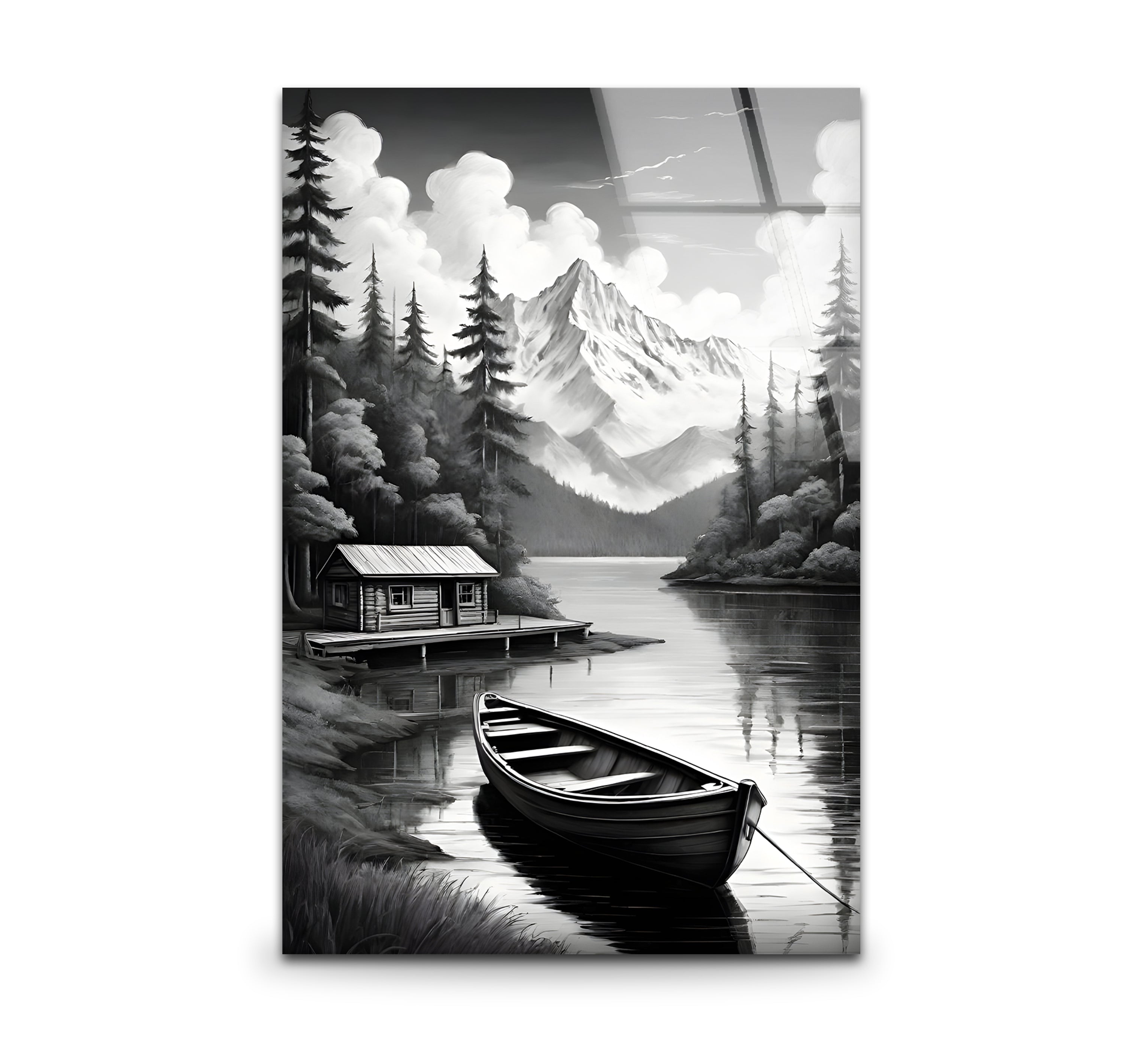 Stunning Black & White Nature Landscape Glass Wall Art - Elegant Home & Office Decor for Living Room, Bedroom, or Office Space