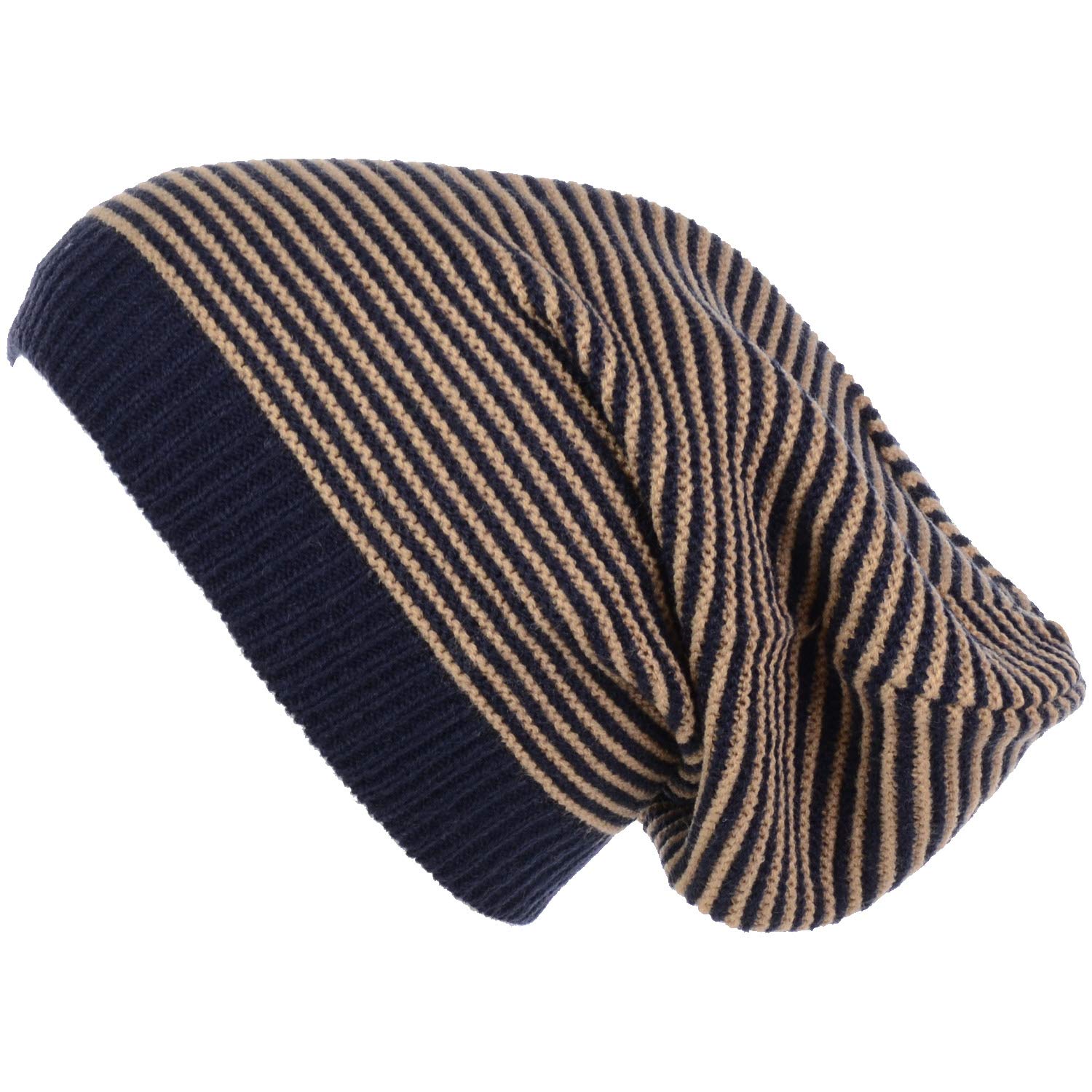 BYOS Unisex Lightweight Slouchy Knit Beanie Hat - Solid, Stripes & Chevron Patterns - Cozy Winter Accessory for Men & Women - Perfect for Outdoor Activities, Casual Wear & Cold Weather Fashion