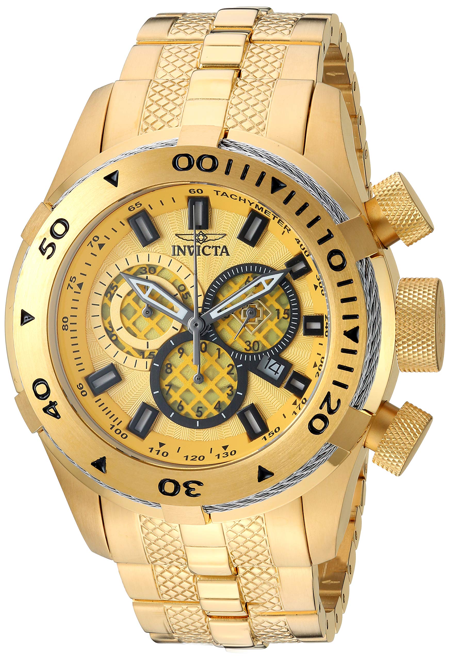 Invicta Men's Bolt Quartz Watch - Gold-Tone Stainless Steel, Chronograph, Date Display, Water Resistant - Perfect for Casual, Business & Formal Occasions