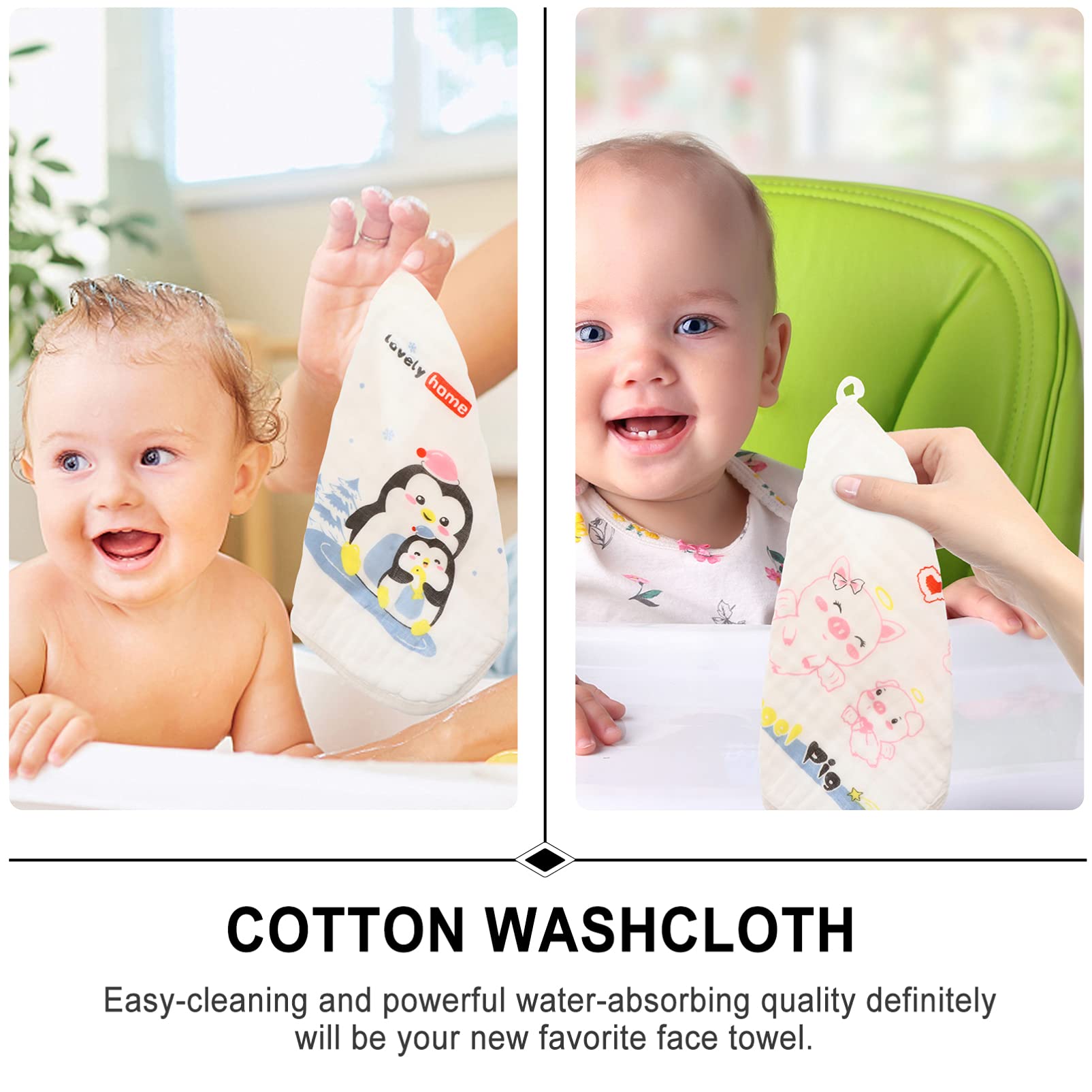 HAPINARY 5-Pack Baby Washcloths - Soft Muslin Face Towels for Newborns | Gentle on Sensitive Skin | Quick-Drying Cotton | Perfect for Bath Time, Feeding & Diaper Changes