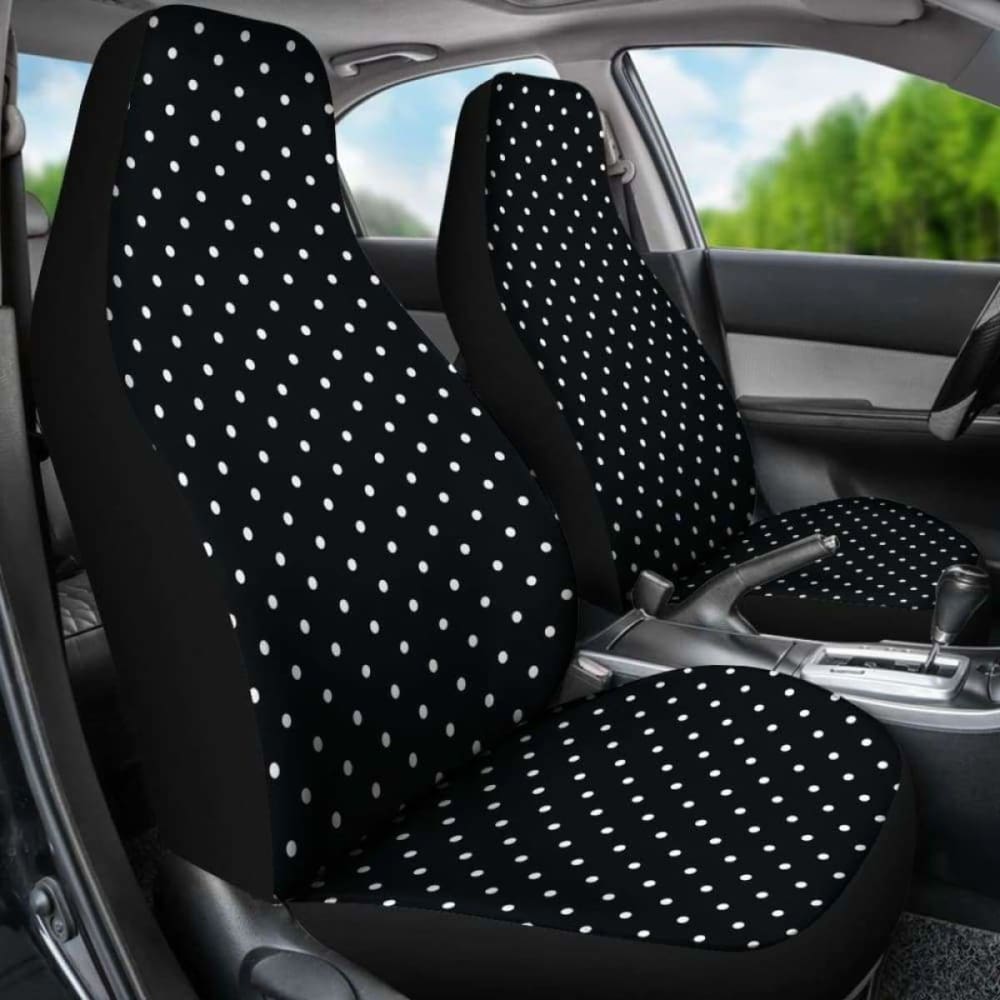 Black and White Polka Dot Car Seat Covers - Universal Fit for Cars, Trucks & SUVs - Stylish Protection for Seats - Perfect for Daily Commute, Road Trips & Car Interior Decor