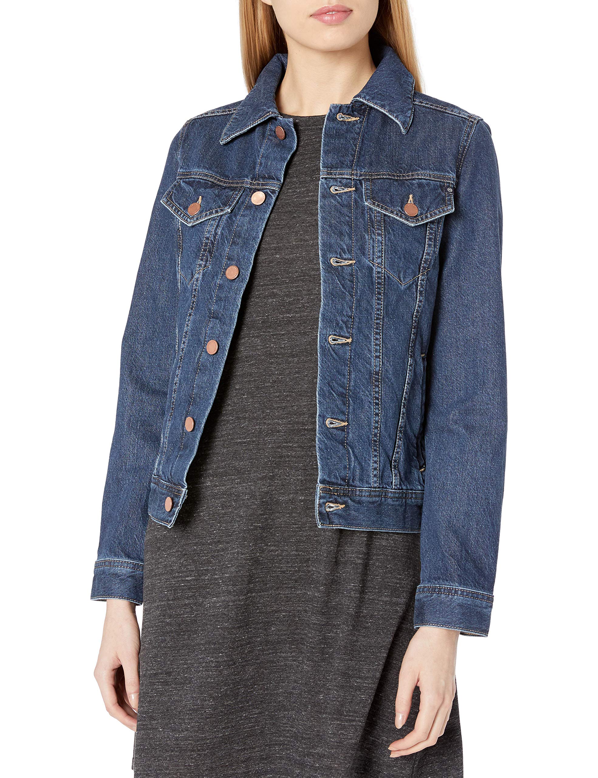 AG Adriano Goldschmied Mya Women's Denim Jacket - Classic Blue Distressed Denim Jacket for Women | Perfect for Casual Outfits, Layering & Fall Fashion