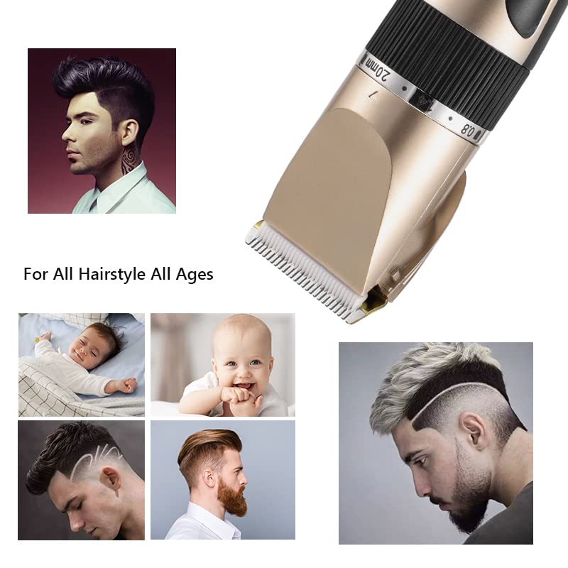 Professional Cordless Hair Clippers for Men - Barber Grade Electric Hair Trimmer & Beard Grooming Kit with Precision Blades (Silver) - Perfect for Home Haircuts, Salon Styling & DIY Grooming