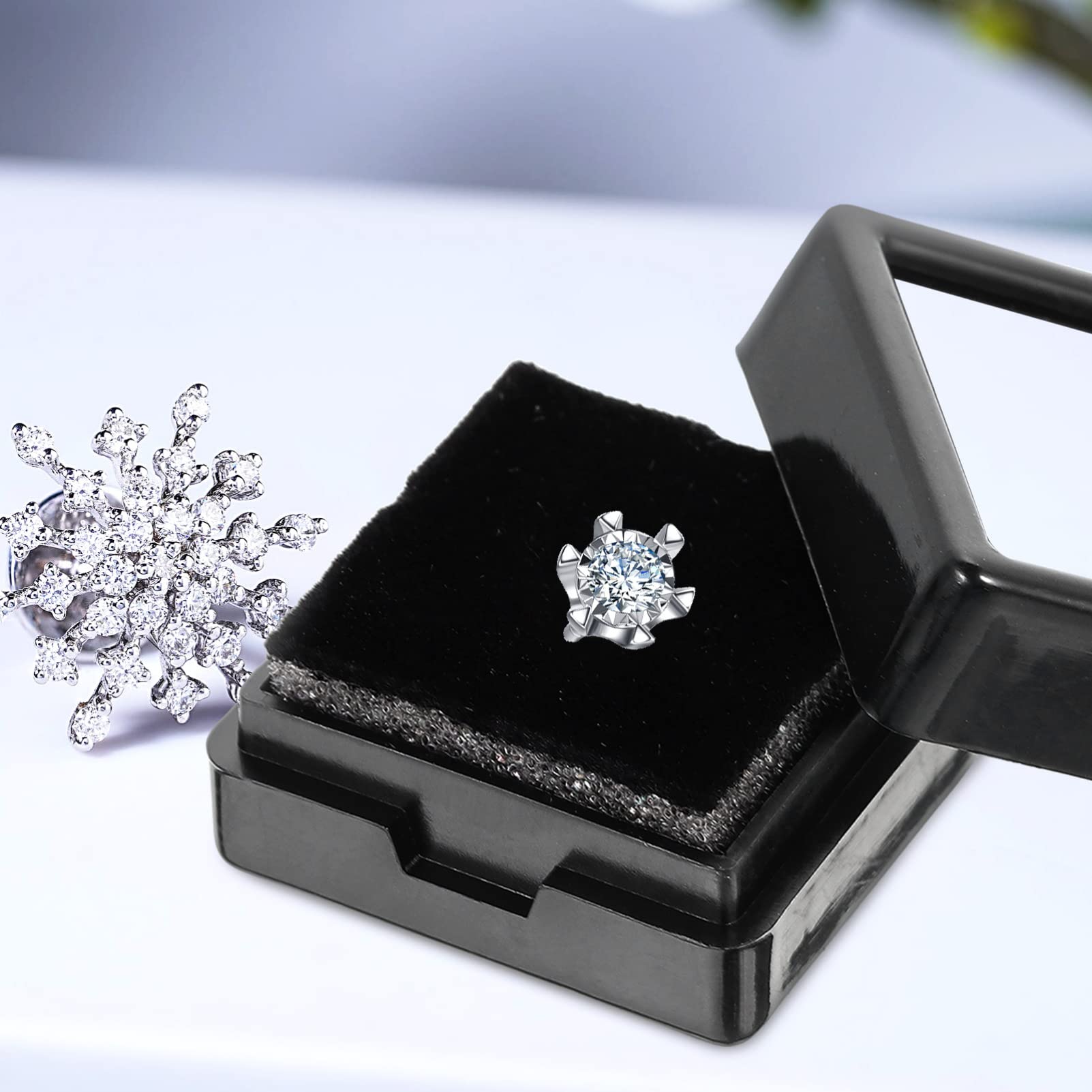 20Pcs Clear Acrylic Jewelry Organizer Box - Single Ring Storage Box for Engagement Rings, Earrings & Necklaces (3x3cm, Black) | Perfect for Jewelry Display, Travel & Gift Packaging
