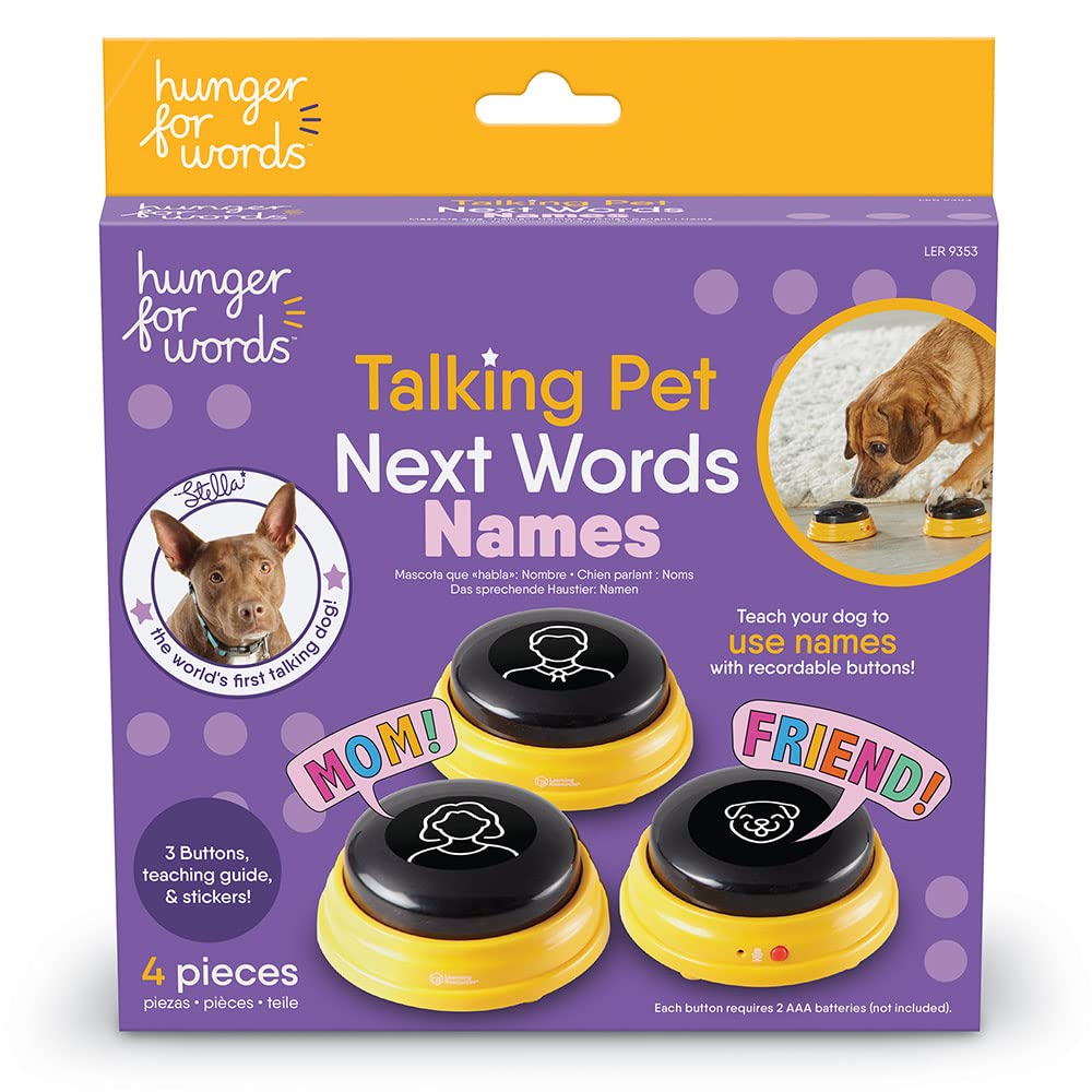 Hunger For Words Talking Pet Buttons - 3 Piece Set of Recordable Speech Buttons for Dog Training & Communication | Teach Your Dog to Talk | Perfect for Interactive Play, Obedience Training & Bonding Activities