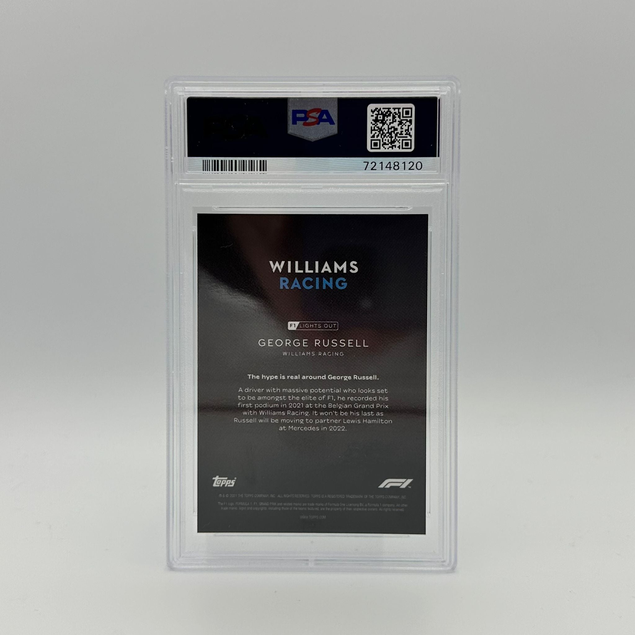 PSA 10 Graded 2007 George Russell Formula 1 Driver's Aqua Parallel Card #07/50 - Rare Collectible for F1 Fans & Sports Memorabilia Enthusiasts