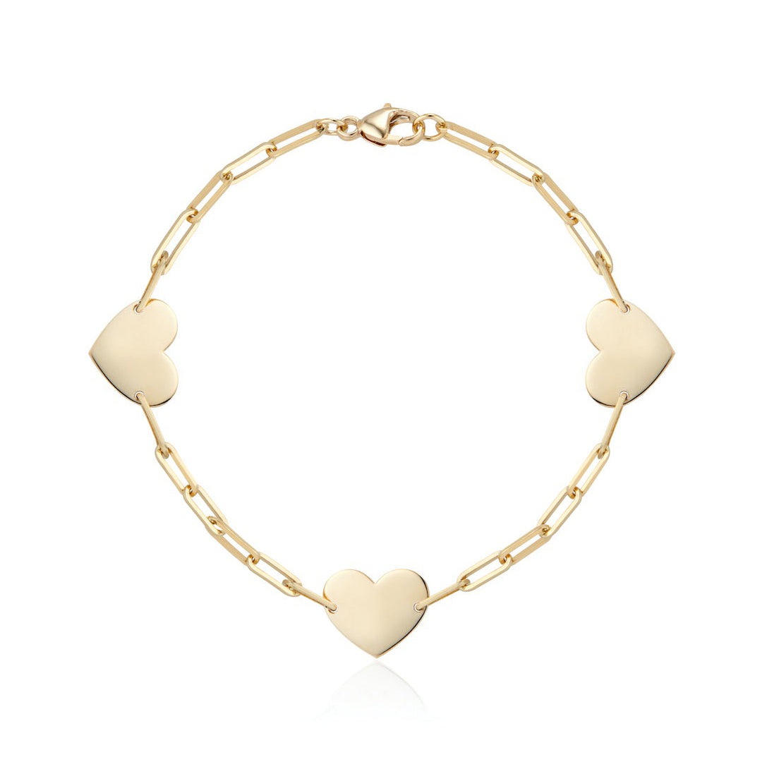 Aurelia Demark 18K Gold Delicate Three Hearts Bracelet for Women - Elegant Valentine's Day Gift, Anniversary Jewelry, Romantic Present for Her