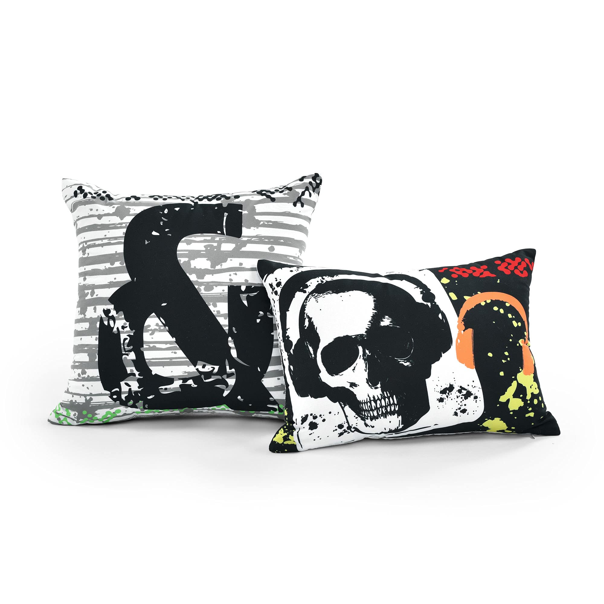 Lush Decor Reversible Quilt Set - Full/Queen, Black - Rock N Roll Style for Bedroom Decor