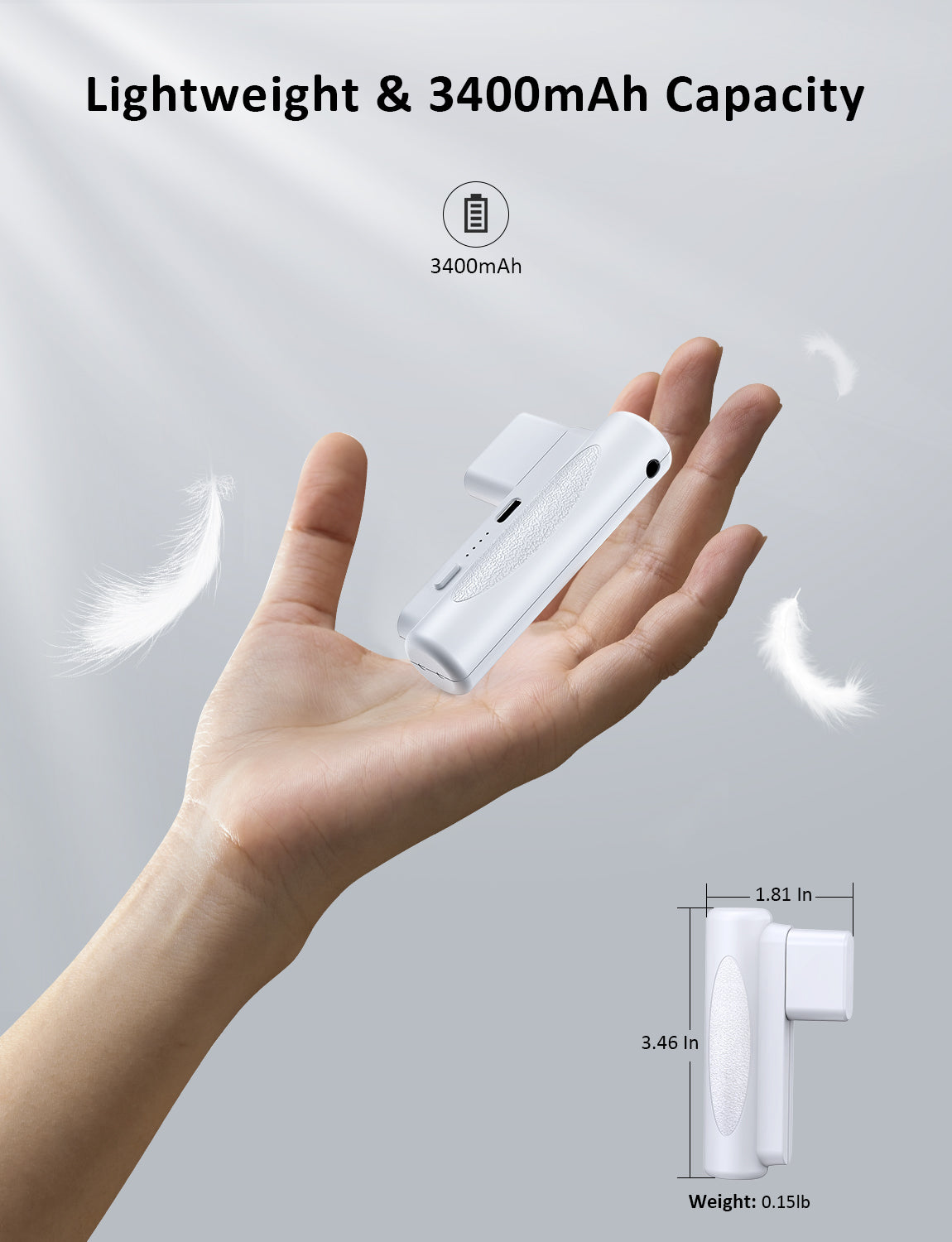 NexiGo S03 3400mAh Portable Battery Pack for Oculus Quest 2 VR Headset - Extended Playtime for Gaming, Travel & Wireless VR Experience