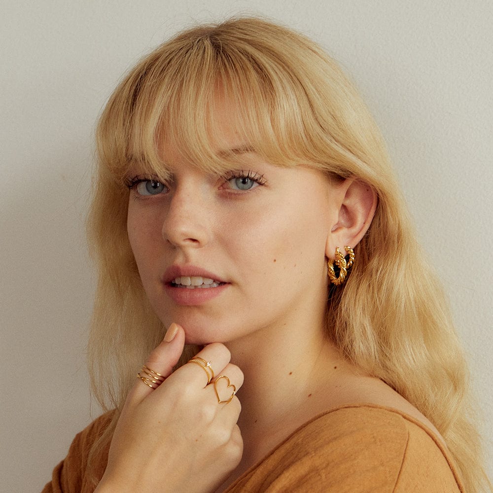 Jessie Hoop Earrings for Women - 14K Gold Plated Stainless Steel Dangle Earrings - Trendy Fashion Jewelry Gift for Her - Perfect for Parties, Weddings & Everyday Wear