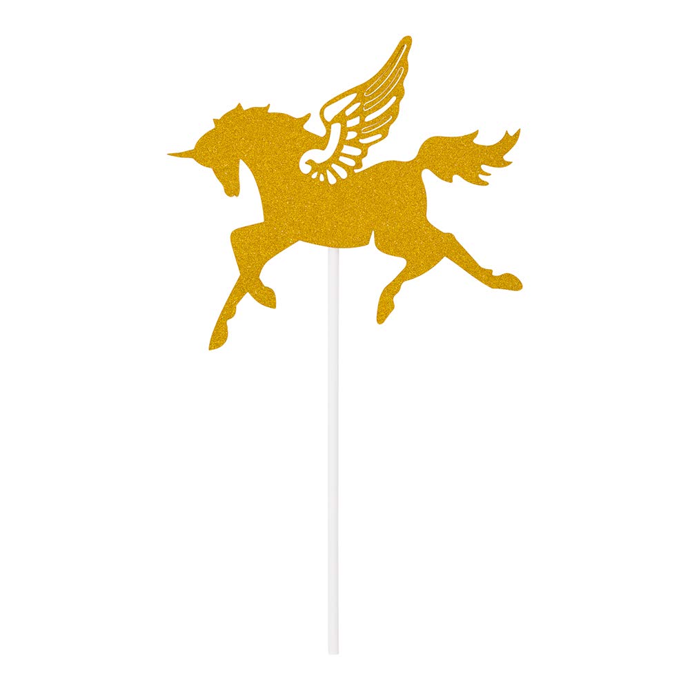 10-Pack Unicorn Cake Toppers 6x4.3 Inch - Gold Glitter Paper Cake Decorations for Birthday, Baby Shower & Wedding | Durable Cake Insert Toppers for Professional Bakeries & Home Baking