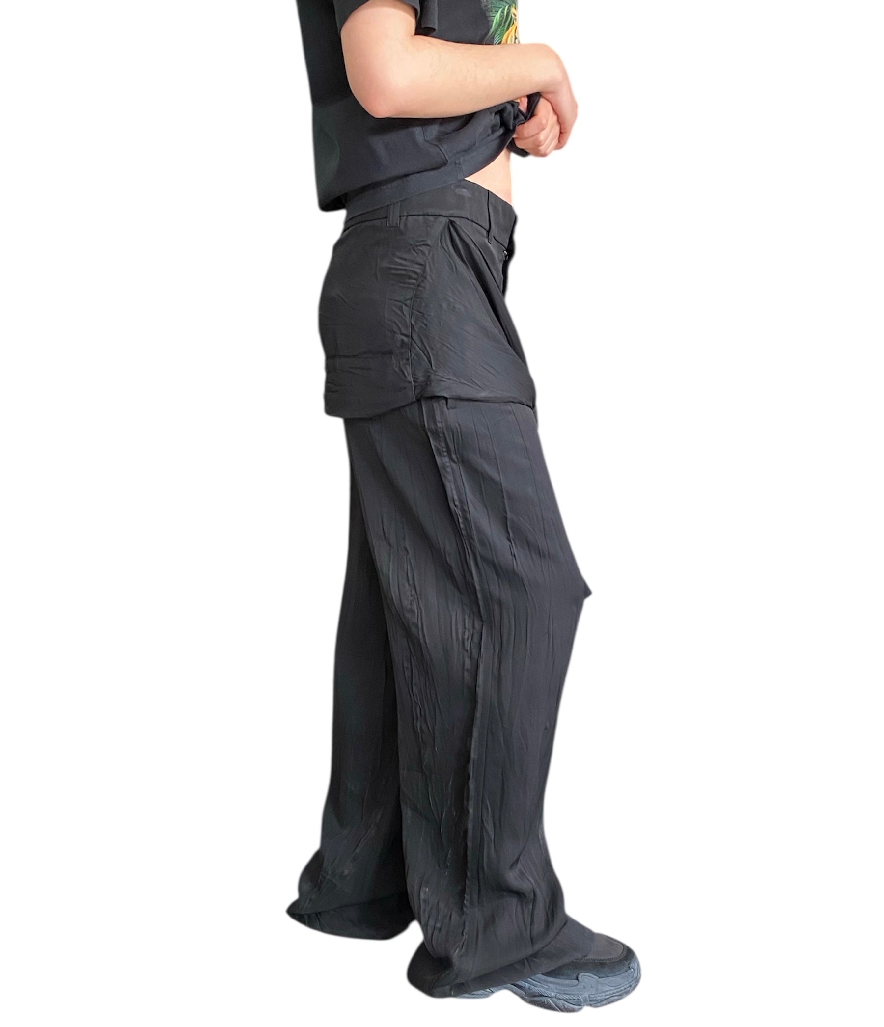 Balenciaga Black Unisex Crinkle Shirt & Trousers Set - XXS/6 Size | Stylish Casual Outfit for Streetwear & Fashion Lovers