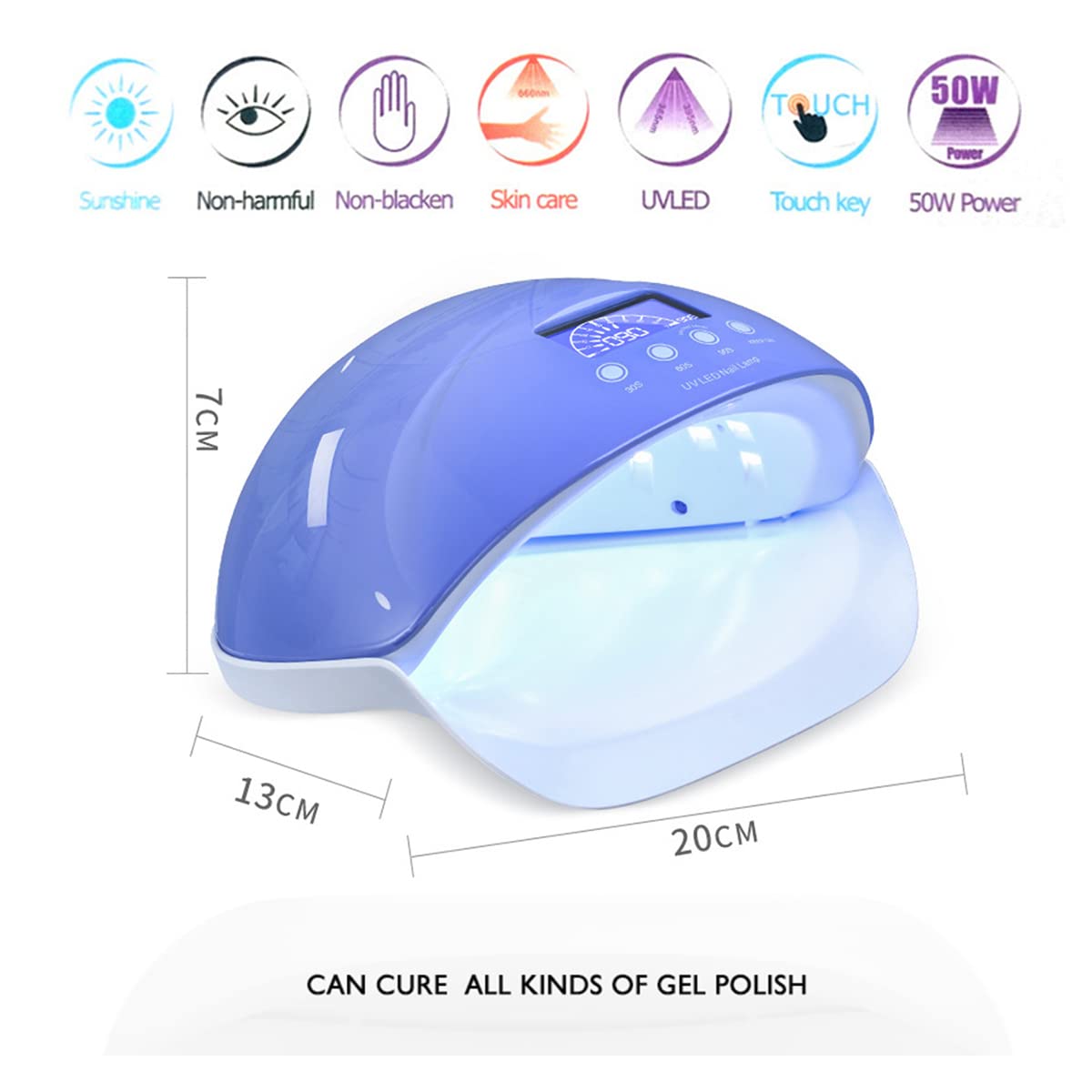 Professional 50W UV LED Nail Lamp - Cordless Gel Polish Dryer with Auto Sensor & 3 Timers | Fast Curing for Acrylic Nails, Manicures & Pedicures | Perfect for Home Salons & Nail Art Enthusiasts