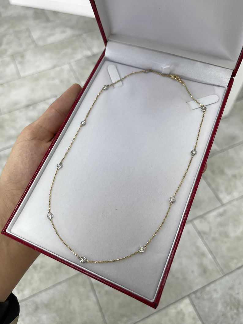 14K Two-Tone Gold Round Cut Diamond Necklace (1.0 TCW) - Elegant Layering Chain for Women | Perfect for Weddings, Date Nights & Special Occasions