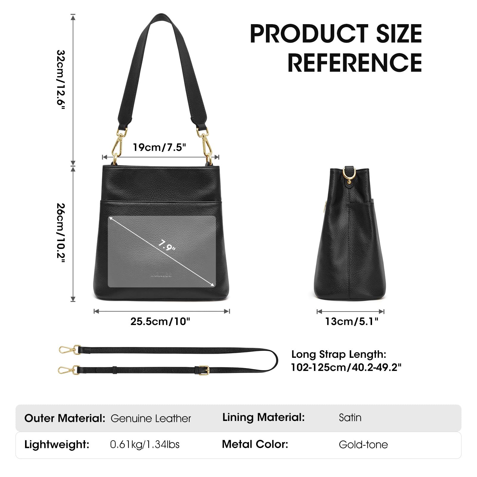 Kattee Genuine Leather Handbags for Women - Soft Shoulder Tote, Crossbody & Bucket Purse with 2 Adjustable Straps | Perfect for Work, Travel & Everyday Use