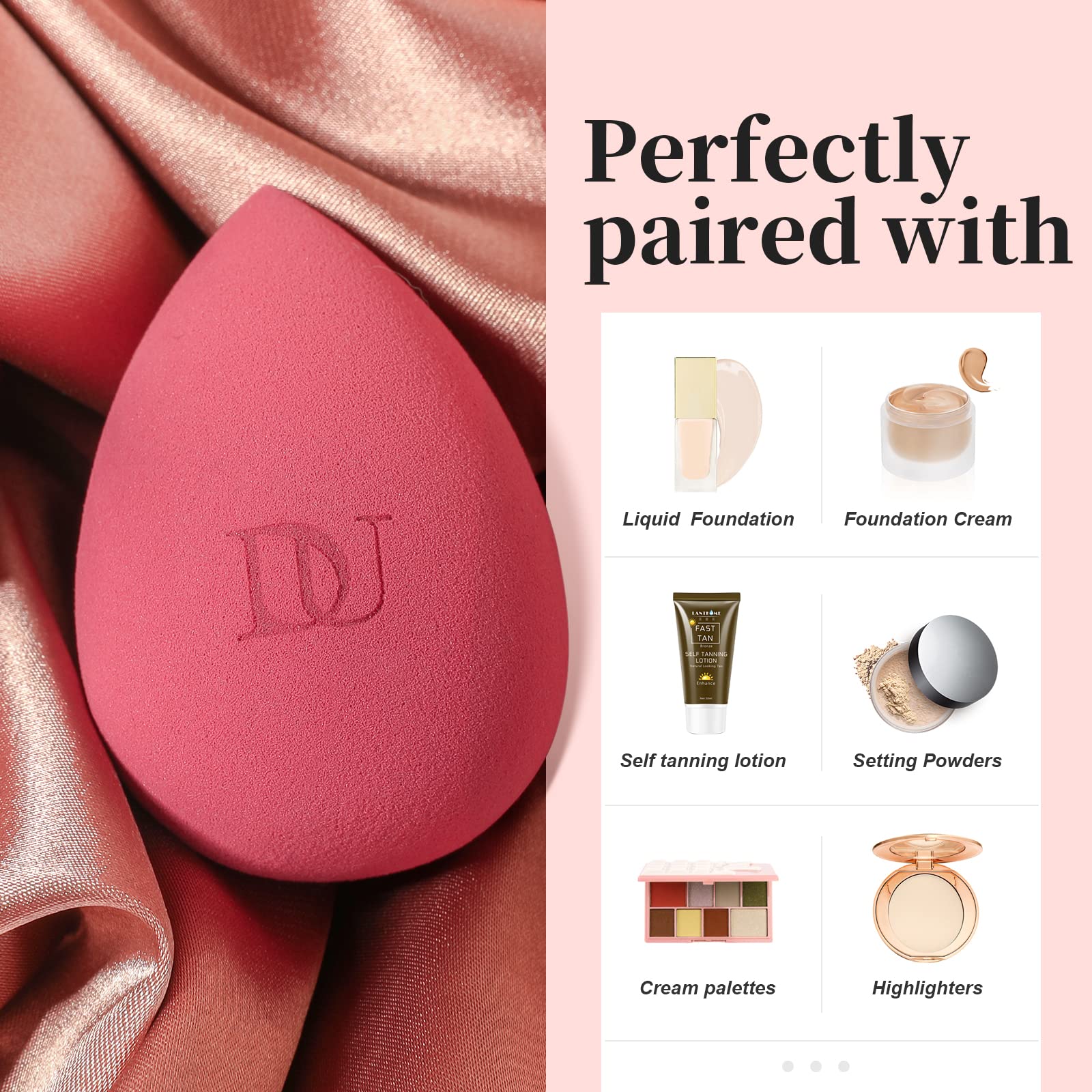 DUcare Makeup Blender Sponge - Professional Liquid Foundation & Cream Blender for Flawless, Streak-Free Application | Vegan & Cruelty-Free Beauty Sponge | Perfect for Daily Makeup, Contouring & Airbrush Finish