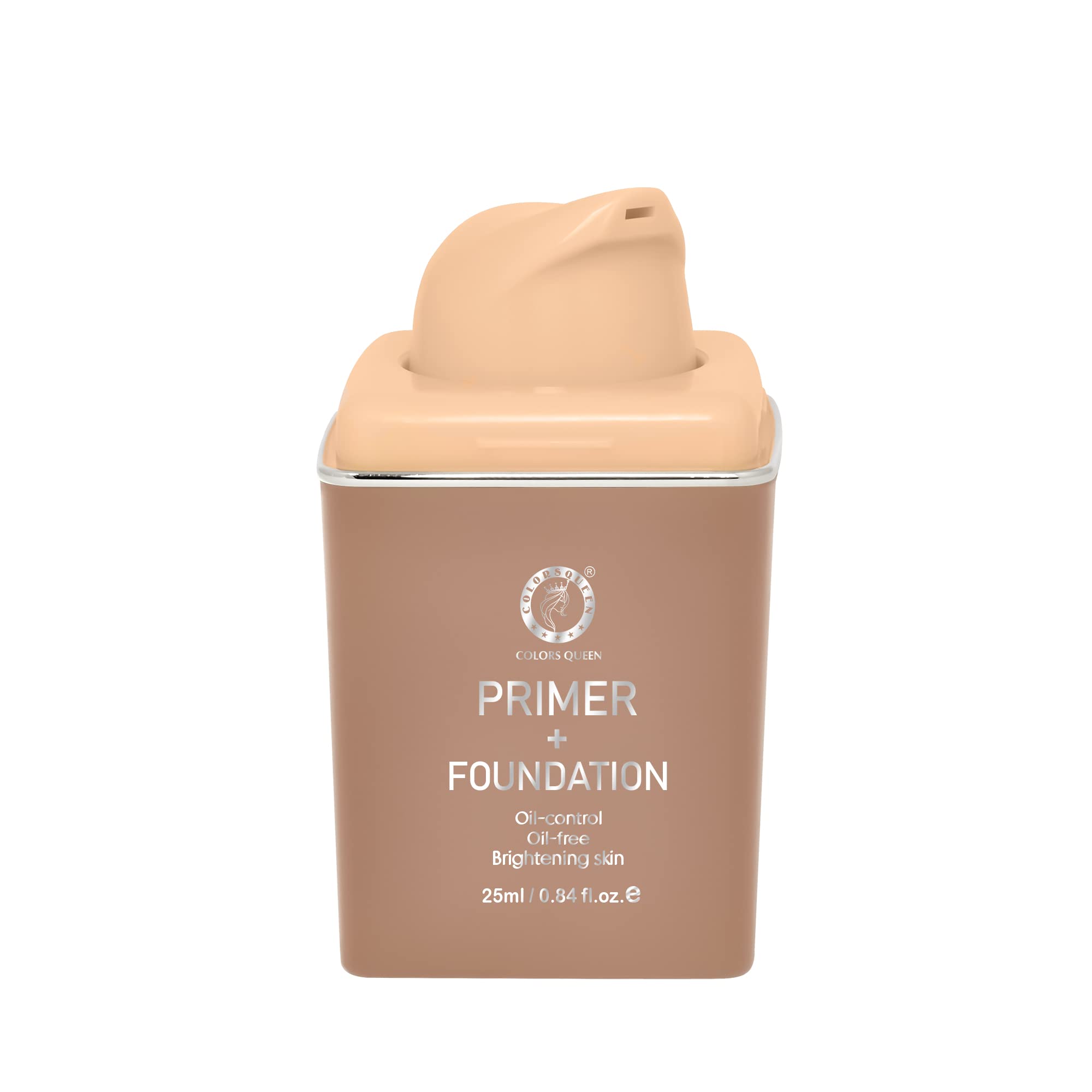 COLORS QUEEN Oil-Free Primer & Foundation - Natural Brightening, Waterproof, Long-Lasting Matte Finish Liquid Makeup for Oily Skin (02 Natural Ivory) | Daily Wear, Special Occasions, Hot & Humid Weather