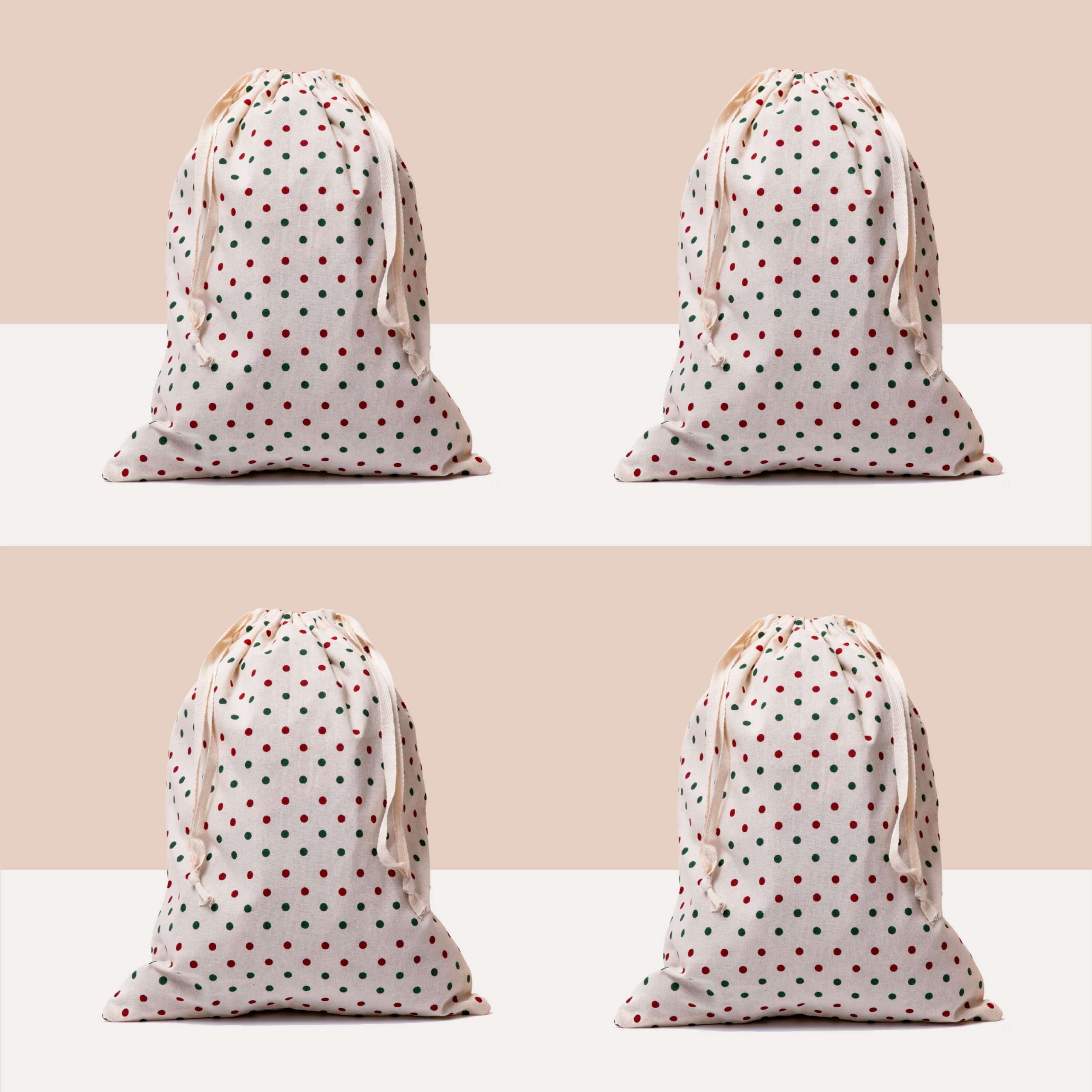 Organic Cotton Reusable Drawstring Gift Bags - Eco-Friendly Washable Fabric Gift Bags for Christmas, Birthdays & Holidays (4 Pack - 11.5