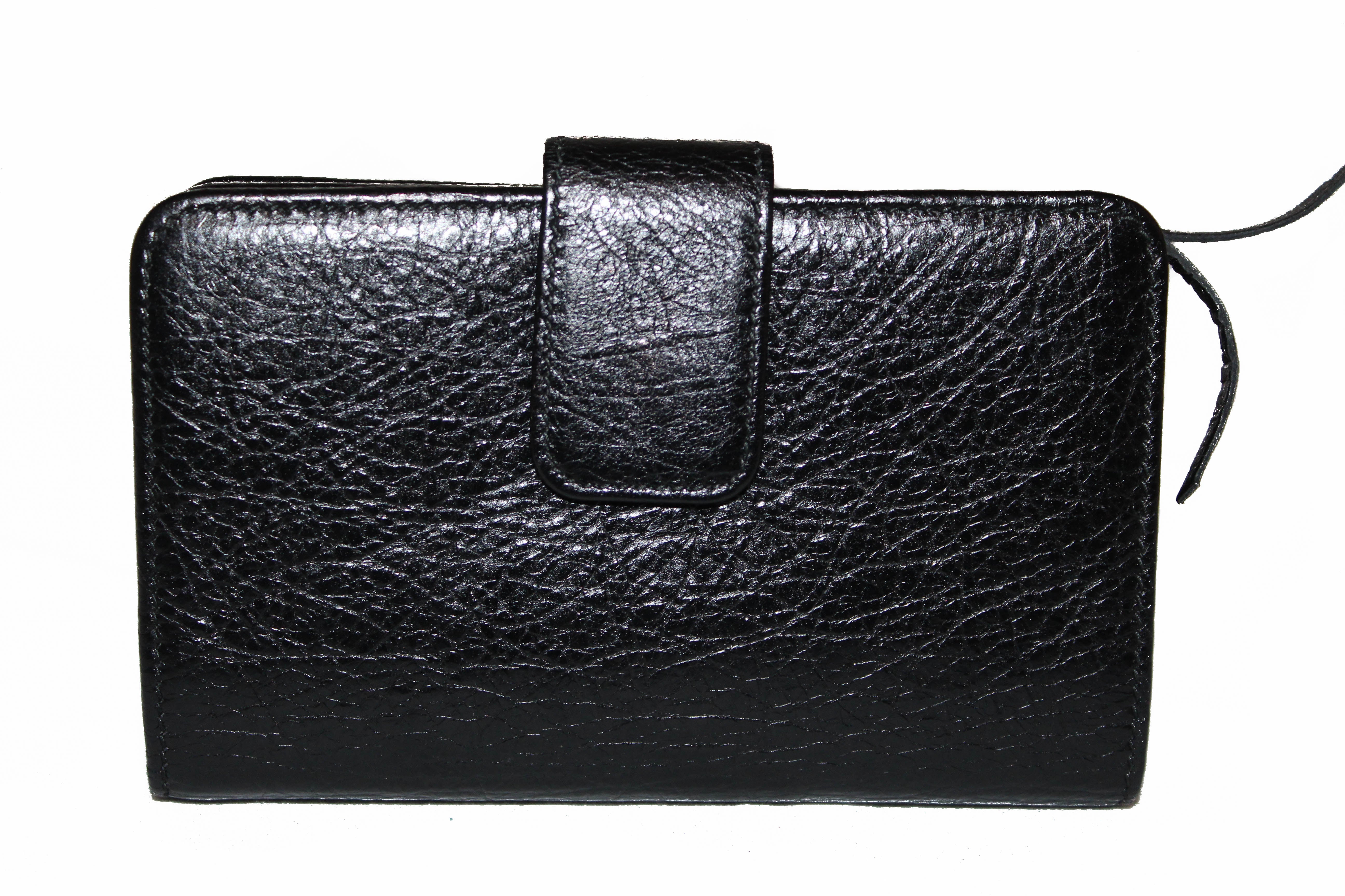 Authentic Balenciaga Black City Lambskin Leather Compact Wallet for Women - Luxury Designer Card Holder & Coin Purse - Perfect for Everyday Use, Travel & Gifts