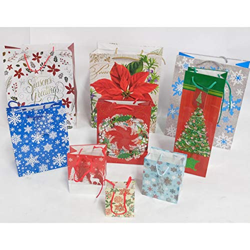 20-Piece Elegant Christmas Gift Bags Set - Premium Holiday Party Favor Bags for Xmas Presents, Stocking Stuffers & Festive Decorations