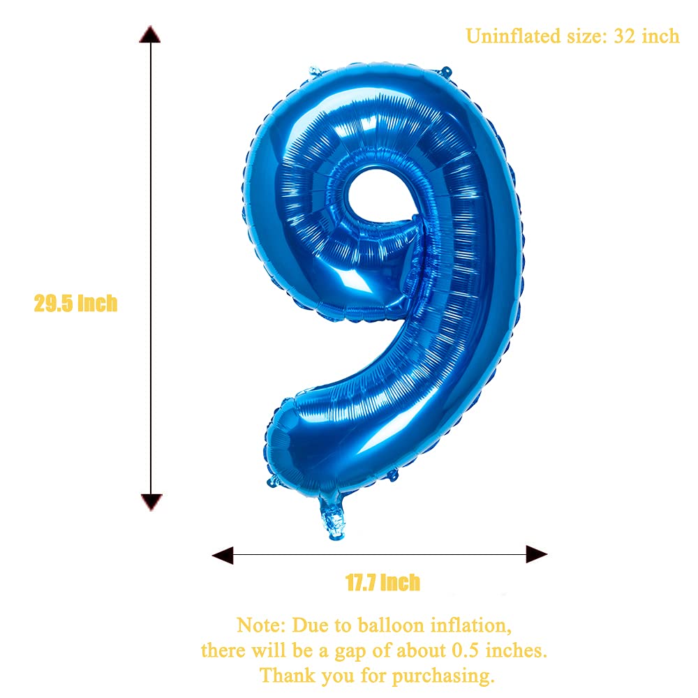 **32 Inch Blue Number 9 Foil Balloons – Birthday Party Decorations, Graduation, Anniversary, Baby Shower & Celebration Supplies (Pack of 1)**    *Perfect for birthdays, graduations, anniversaries, baby showers, and festive celebrations!*